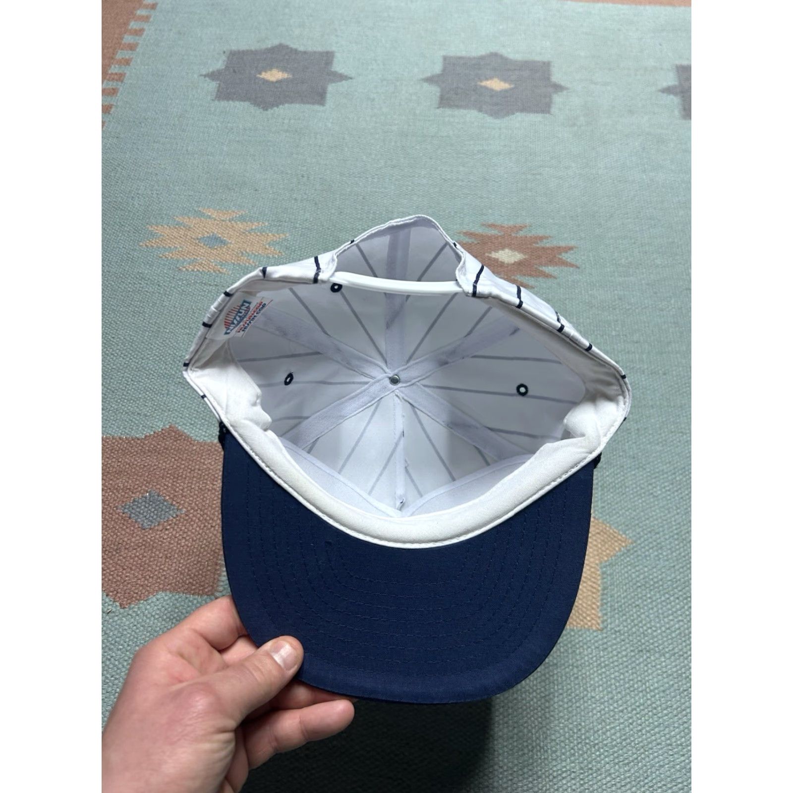 Vintage VINTAGE SnapBack Hat Cap Fick Excavating Pinstripe White Blue Michigan Men Adjustable Blue Hats Mens Size ONE SIZE - 5 Thumbnail
