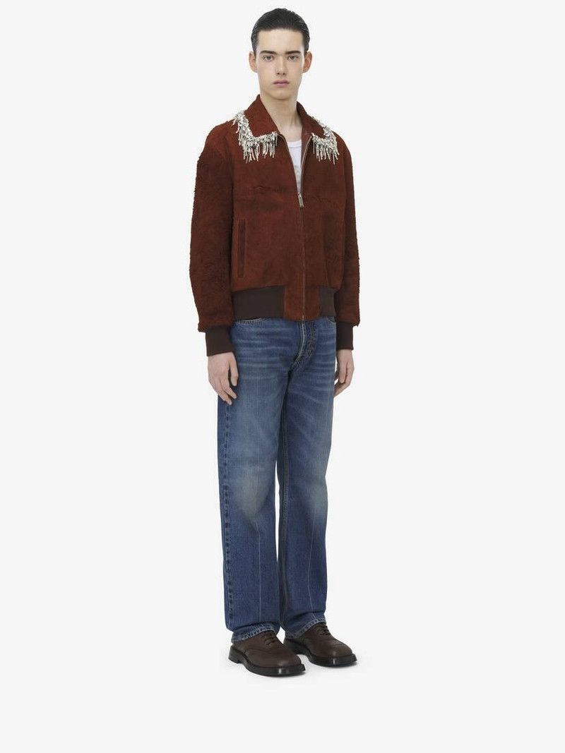 Alexander McQueen o1srvl11e0226 Raw Suede Bomber Jacket In Brown Size US L / EU 52-54 / 3 - 4 Thumbnail