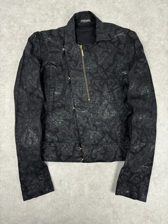 Roberto Cavalli 2000s Roberto Cavalli Black Obscure Damask Jacket Size M / US 6-8 / IT 42-44 - 1 Thumbnail