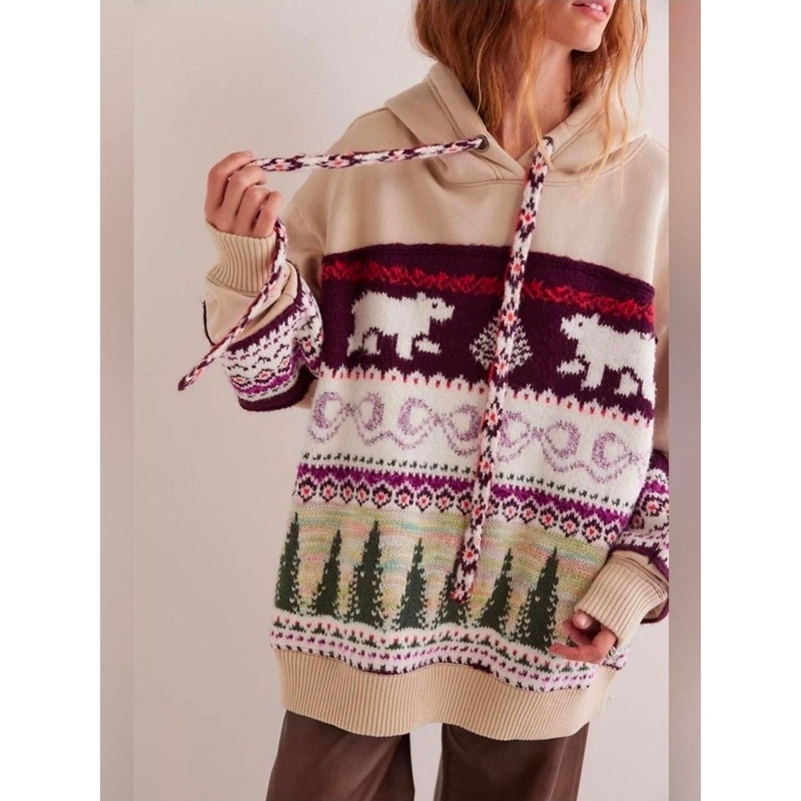 Free People NWOT Free People Lutz Fair Isle Hoodie Oversized M Size M / US 6-8 / IT 42-44 - 1 Thumbnail