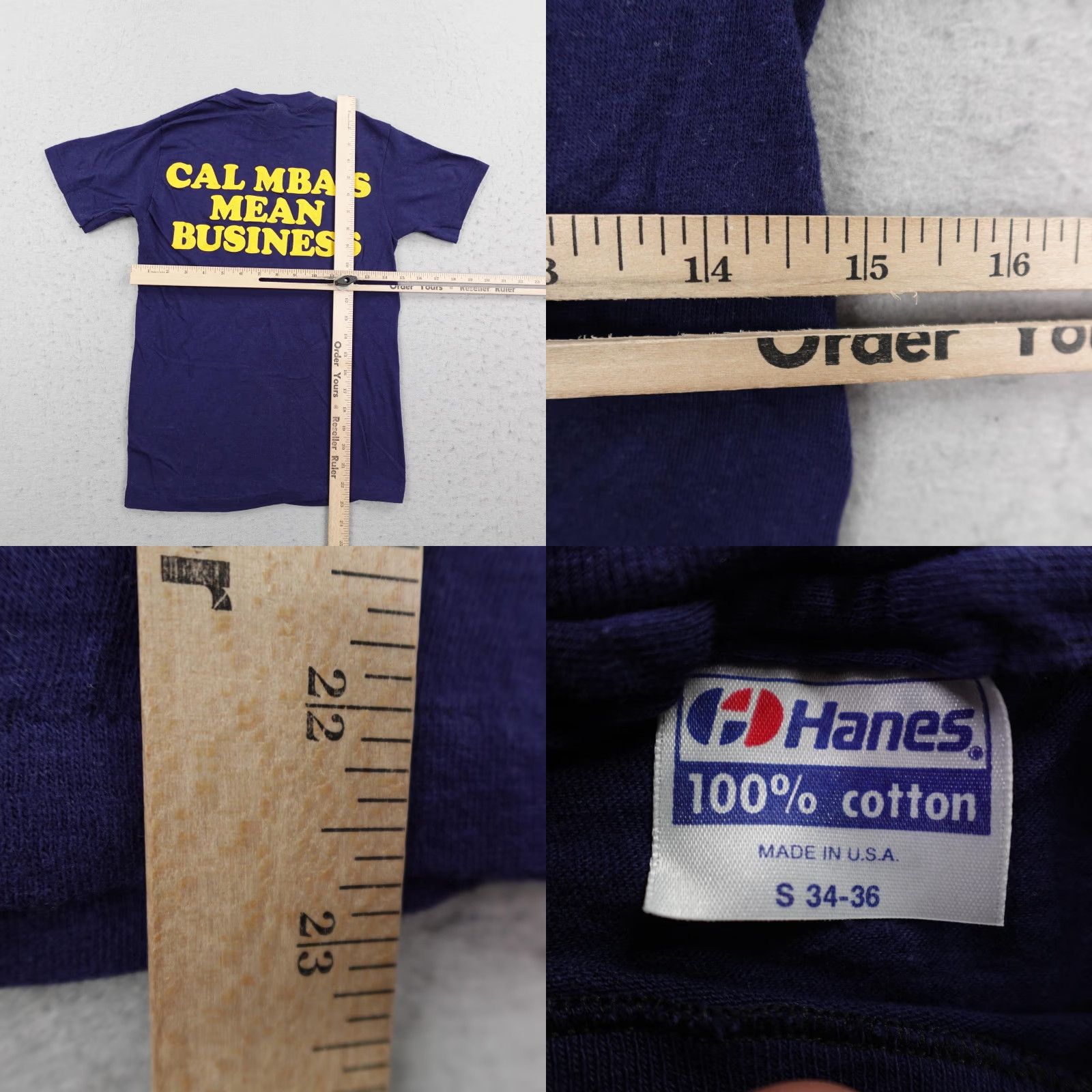 Hanes VINTAGE Cal UC Berkeley Shirt Mens Small Blue MBA Graduate School Business 80s Size US S / EU 44-46 / 1 - 8 Thumbnail