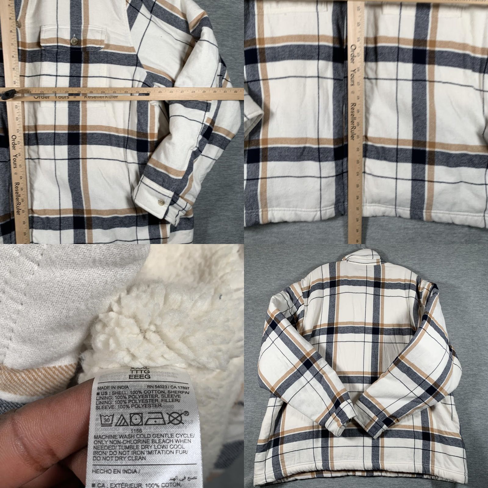 Old Navy Old Navy Jacket Mens 3XL White Plaid Sherpa Lined Flannel Shirt Puffer Size US XXL / EU 58 / 5 - 8 Thumbnail