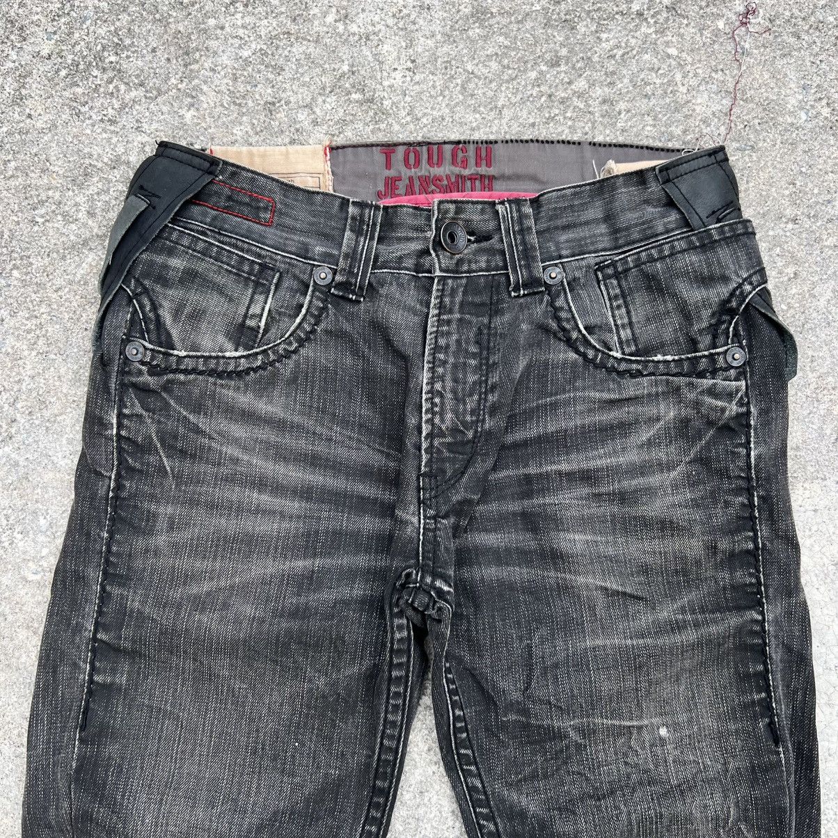 Japanese Brand “y2k style” TOUGH JEANSMITH BLACK WASHED DENIM PANTS Size US 31 - 2 Thumbnail