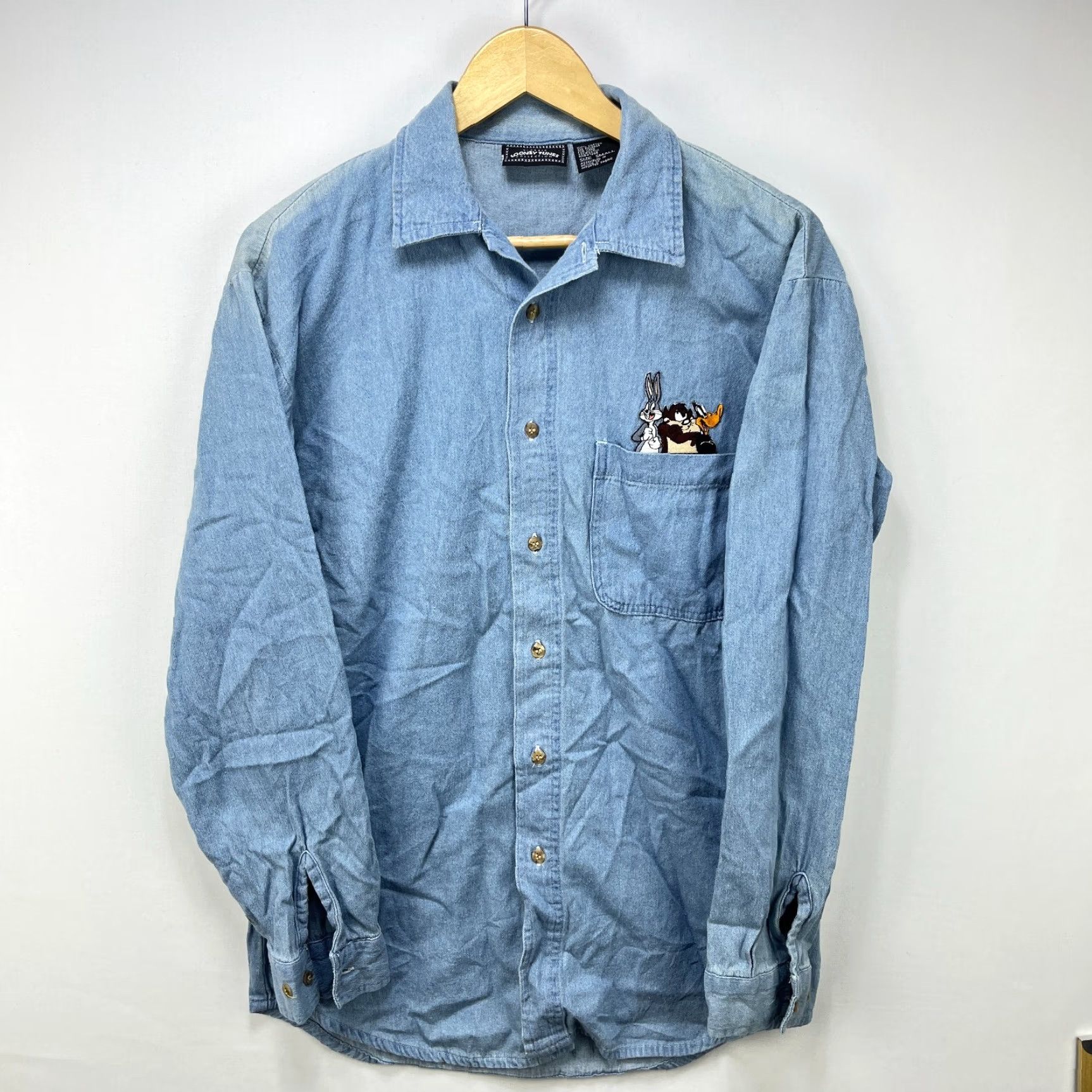 Vintage VINTAGE 90s Looney Tunes Bugs Button-Up Long Sleeve Shirt S Blue Mens Size US S / EU 44-46 / 1 - 2 Thumbnail