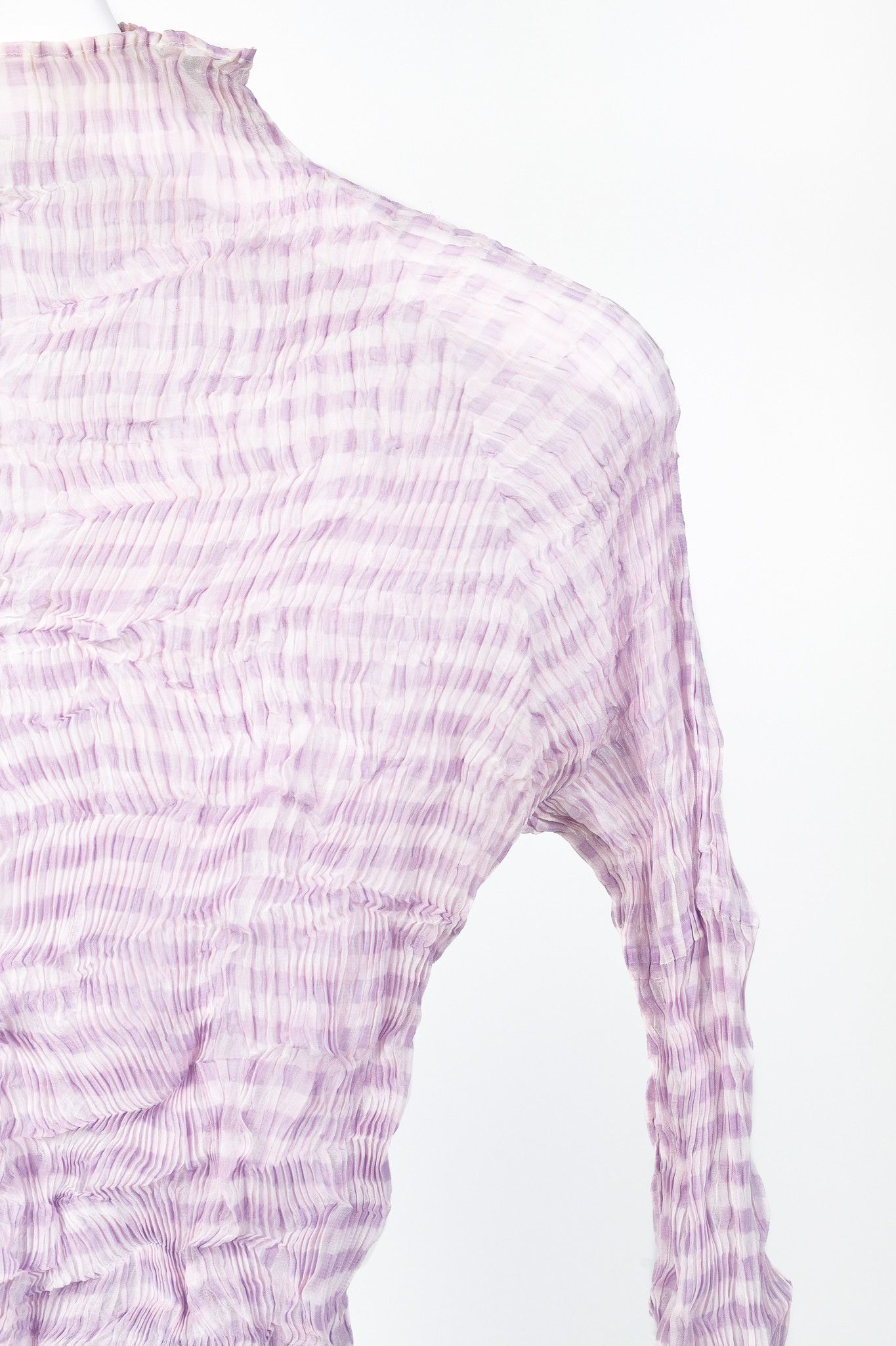 Pleats Please Issey Miyake Issey Miyake Pleated Mock-Neck Long-Sleeve Popcorn Top Size S / US 4 / IT 40 - 5 Thumbnail