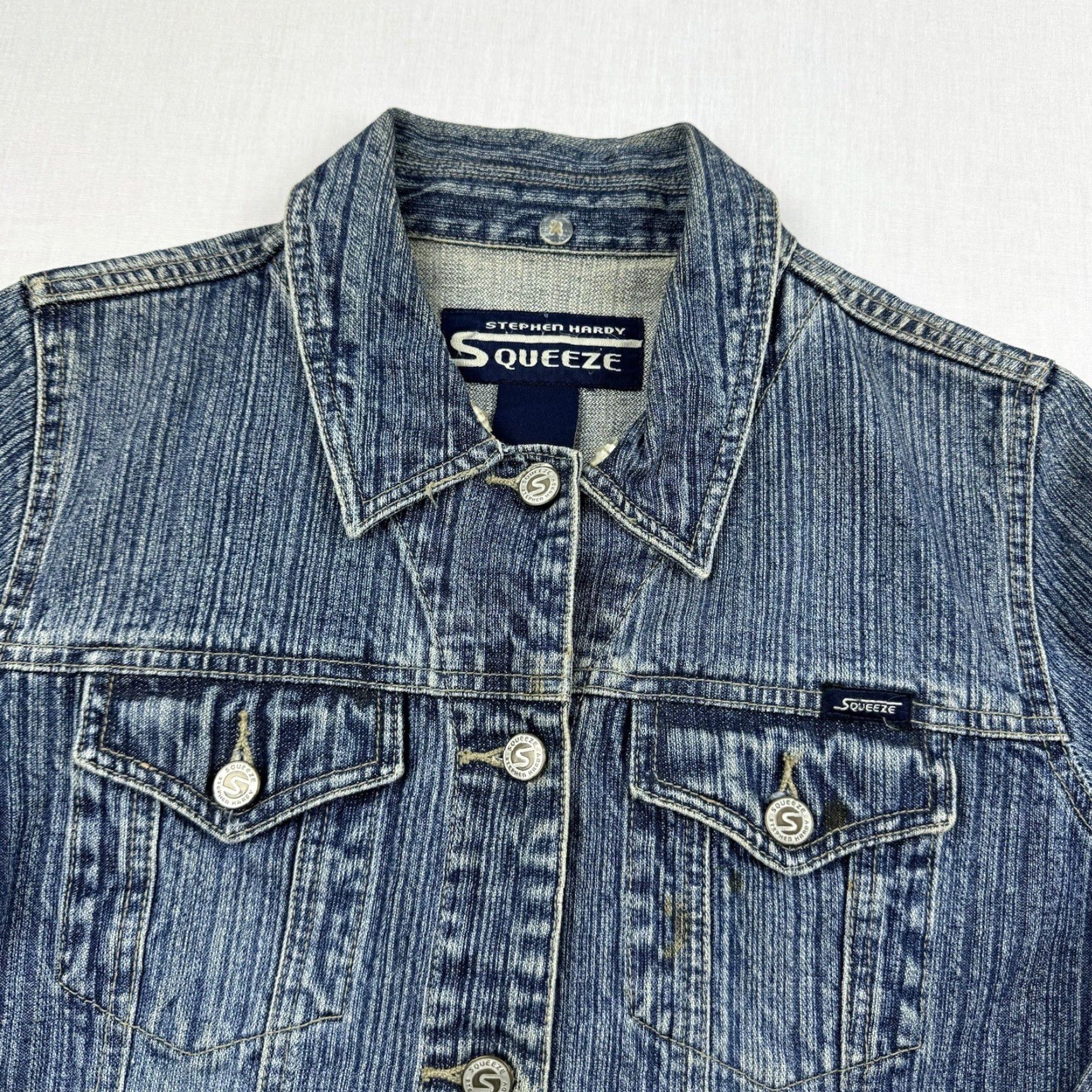Vintage VINTAGE Stephen Hardy Squeeze Denim Jacket Womens Medium Blue Y2K Grunge 2000s Size M / US 6-8 / IT 42-44 - 2 Thumbnail