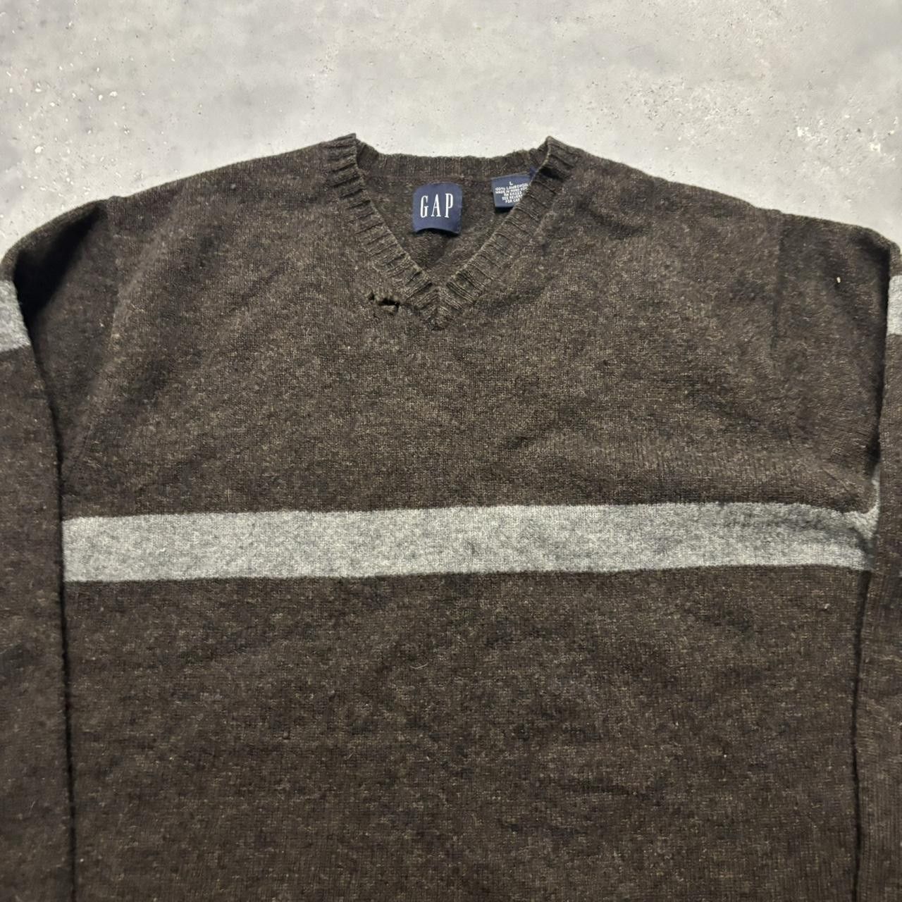 Japanese Brand × Vintage Crazy Vintage Y2K/2000s Brown Striped Lambswool Fall Essential Sweater! Size US M / EU 48-50 / 2 - 2 Thumbnail