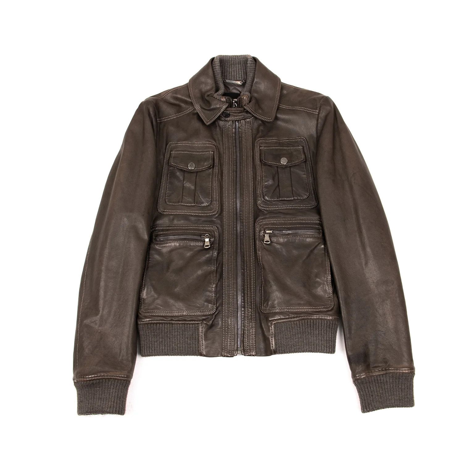 Dolce & Gabbana Pocket Design Quilted Lining Lambskin Leather Blouson Brown Size US S / EU 44-46 / 1 - 1 Thumbnail