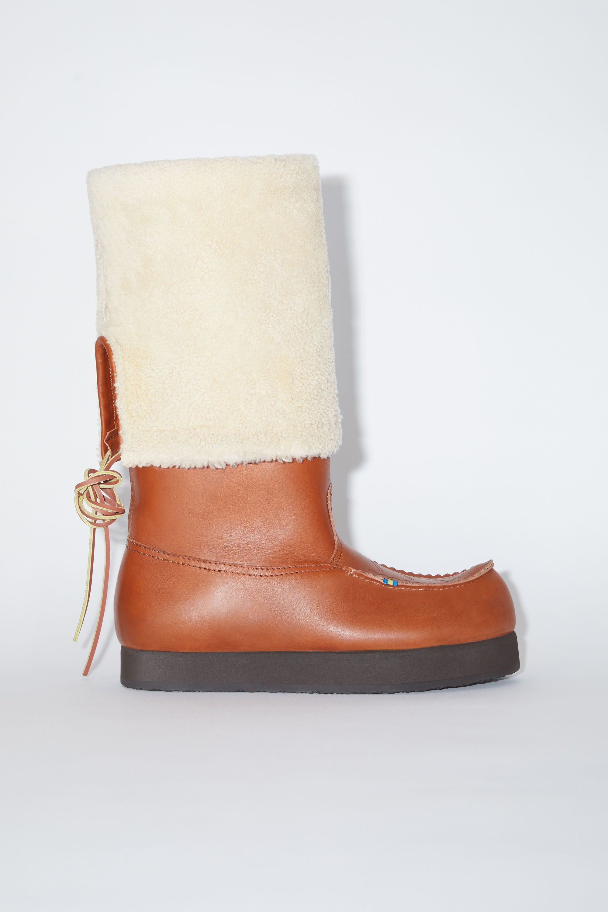 Leather boots reversible shearling - Cognac brown