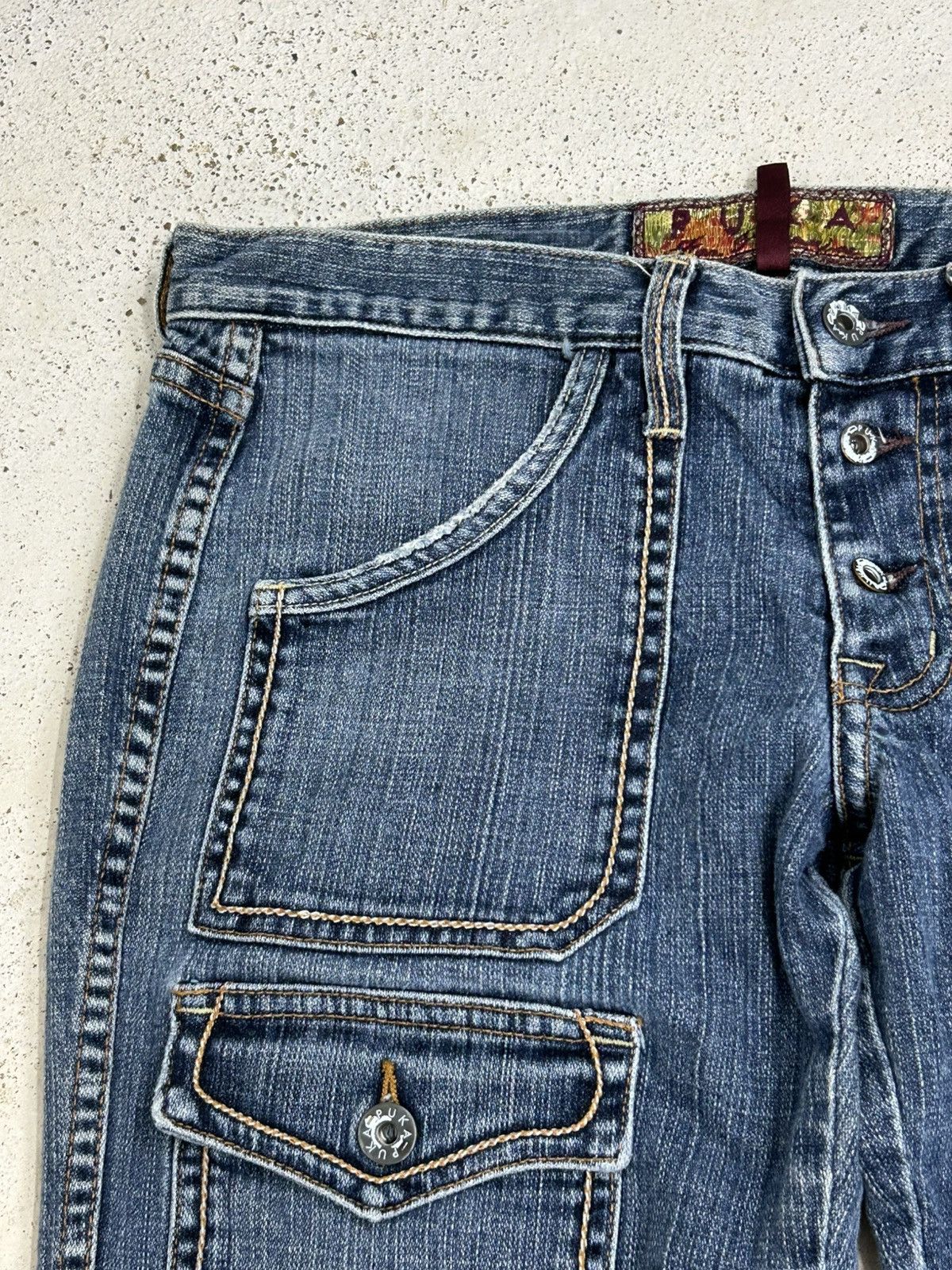 GOSTAR DE FUGA Vintage Puka Flare Carpenter Jean Double Pocket Utility Styl Size US 32 / EU 48 - 7 Thumbnail