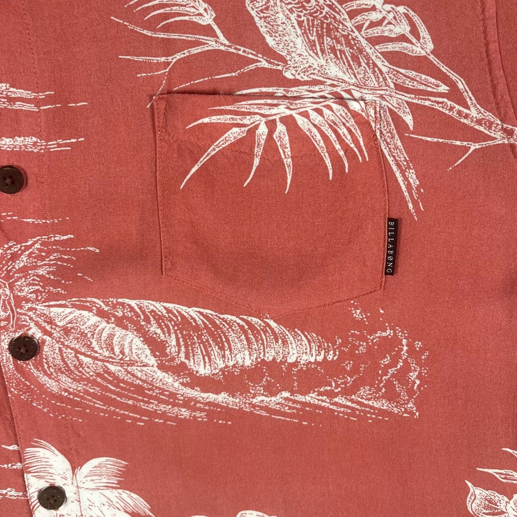 Billabong VINTAGE Billabong Shirt Mens Large Salmon White Hawaiian Aloha Rayon Parrot Palm Floral Size US L / EU 52-54 / 3 - 3 Thumbnail