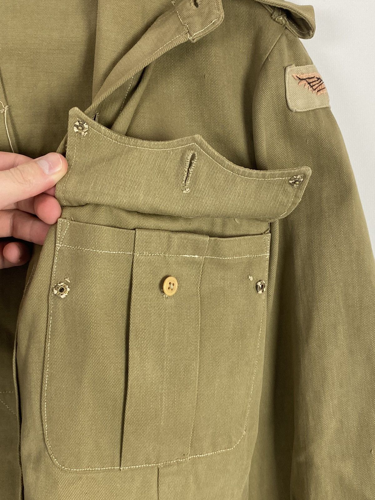 Vintage 1940s Vintage WW2 RAF British Air Force Drill Bush Jacket Size US S / EU 44-46 / 1 - 6 Thumbnail