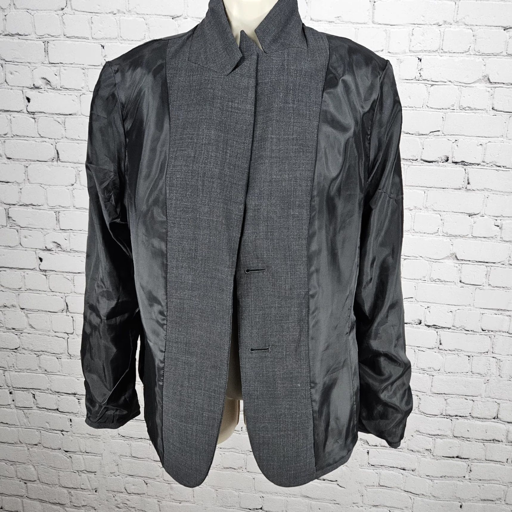 Jones New York Jones NY Grey Wool Blend Stretch Platinum Easy Care Peak Blazer Suit Jacket 16 Size XXL / US 16-18 / IT 52-54 - 5 Thumbnail
