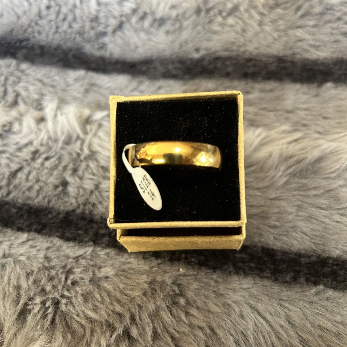 Men’s 6mm 18kt gold plated stainless steel band ring NIB 14