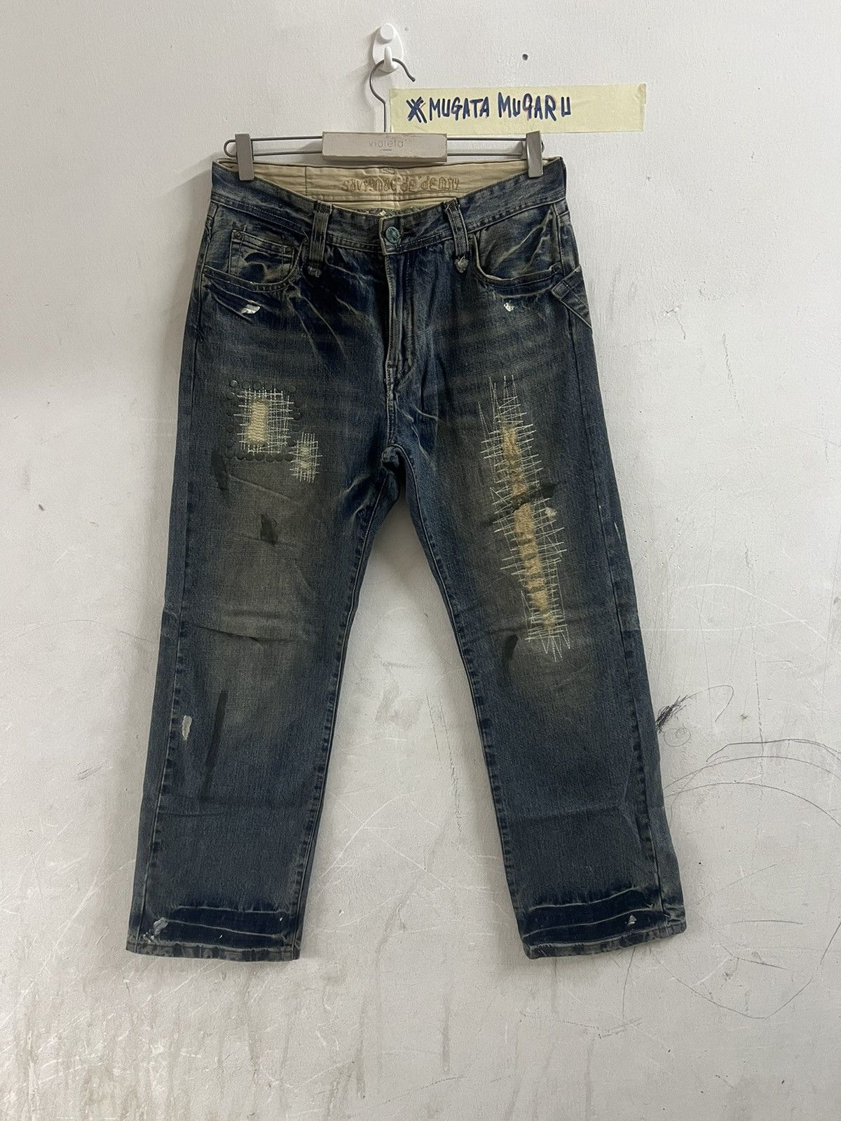 4GSELLER × Japanese Brand THRASHED JAPANESE BRAND DISTRESSED DENIM PANT Size US 30 / EU 46 - 1 Thumbnail