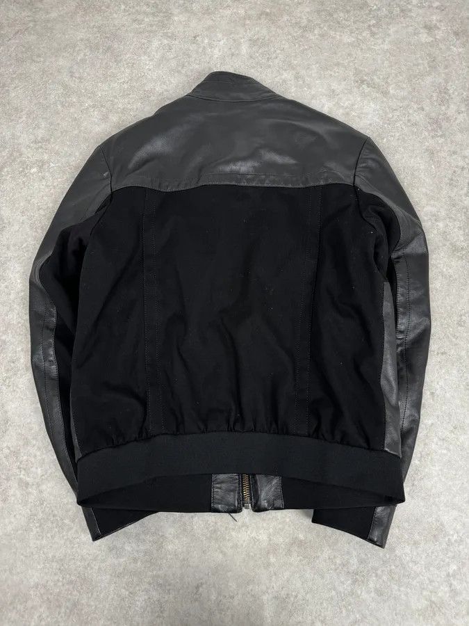 Dirk Bikkembergs 2010s Dirk Bikkembergs Black Hybrid Leather Biker Jacket Size US M / EU 48-50 / 2 - 4 Thumbnail