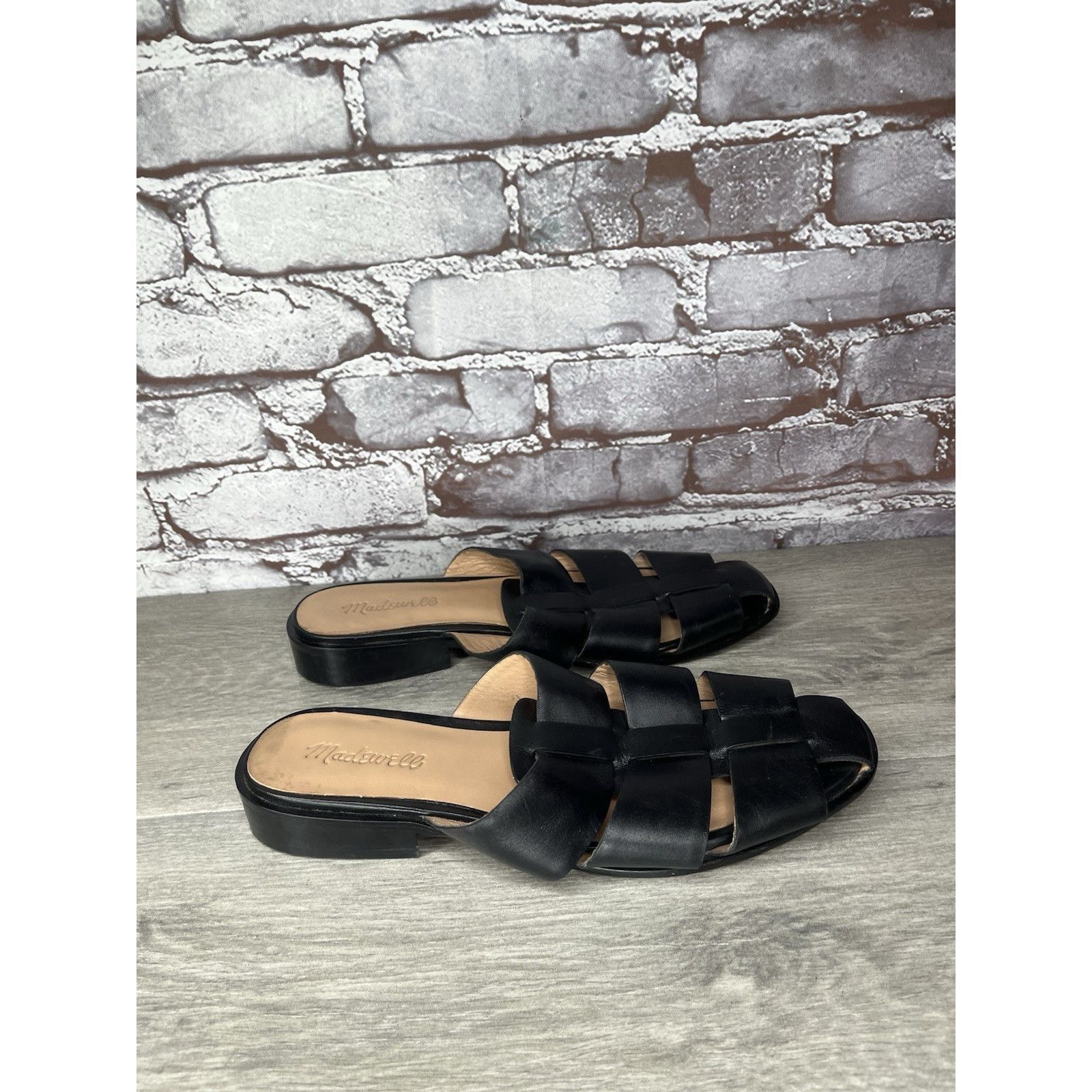 Madewell Madewell The Dixson Fisherman Black Leather Slide Mules Heel Size US 8.5 / IT 38.5 - 16 Thumbnail
