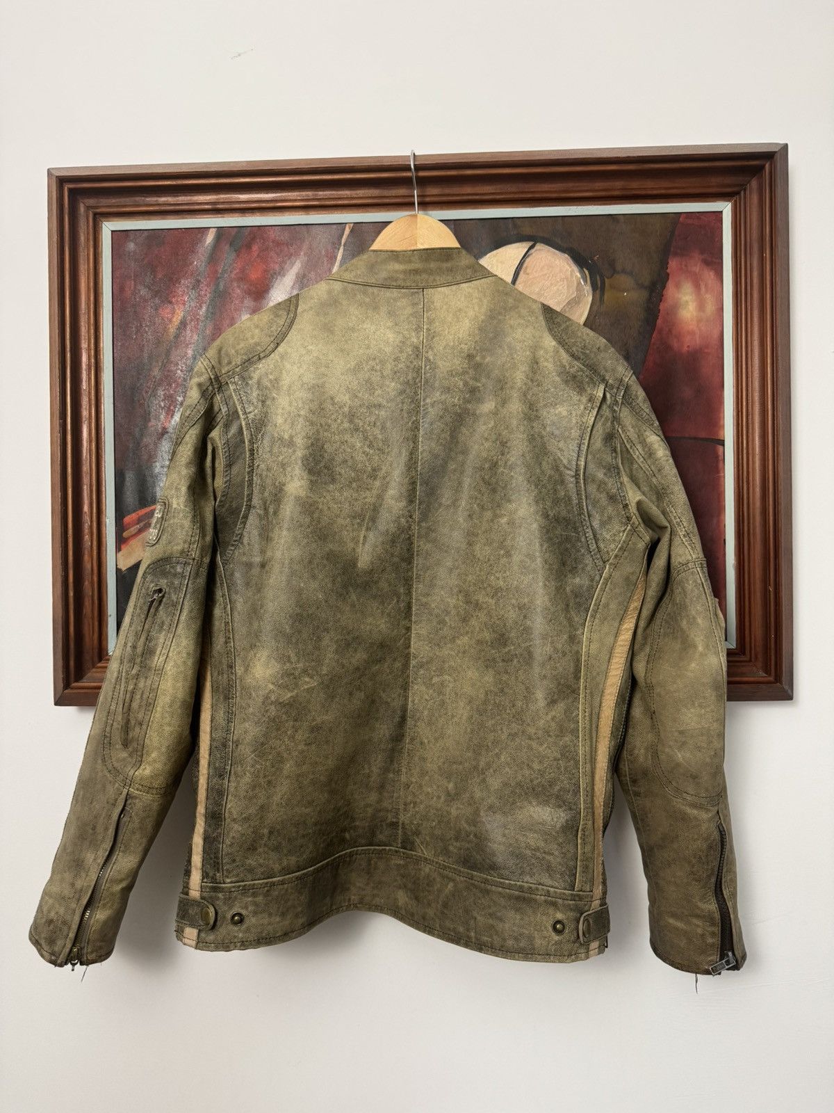 Vintage Genuine Leather Vintage Racing Moto Jacket Washed Aged Brown Size US M / EU 48-50 / 2 - 4 Thumbnail