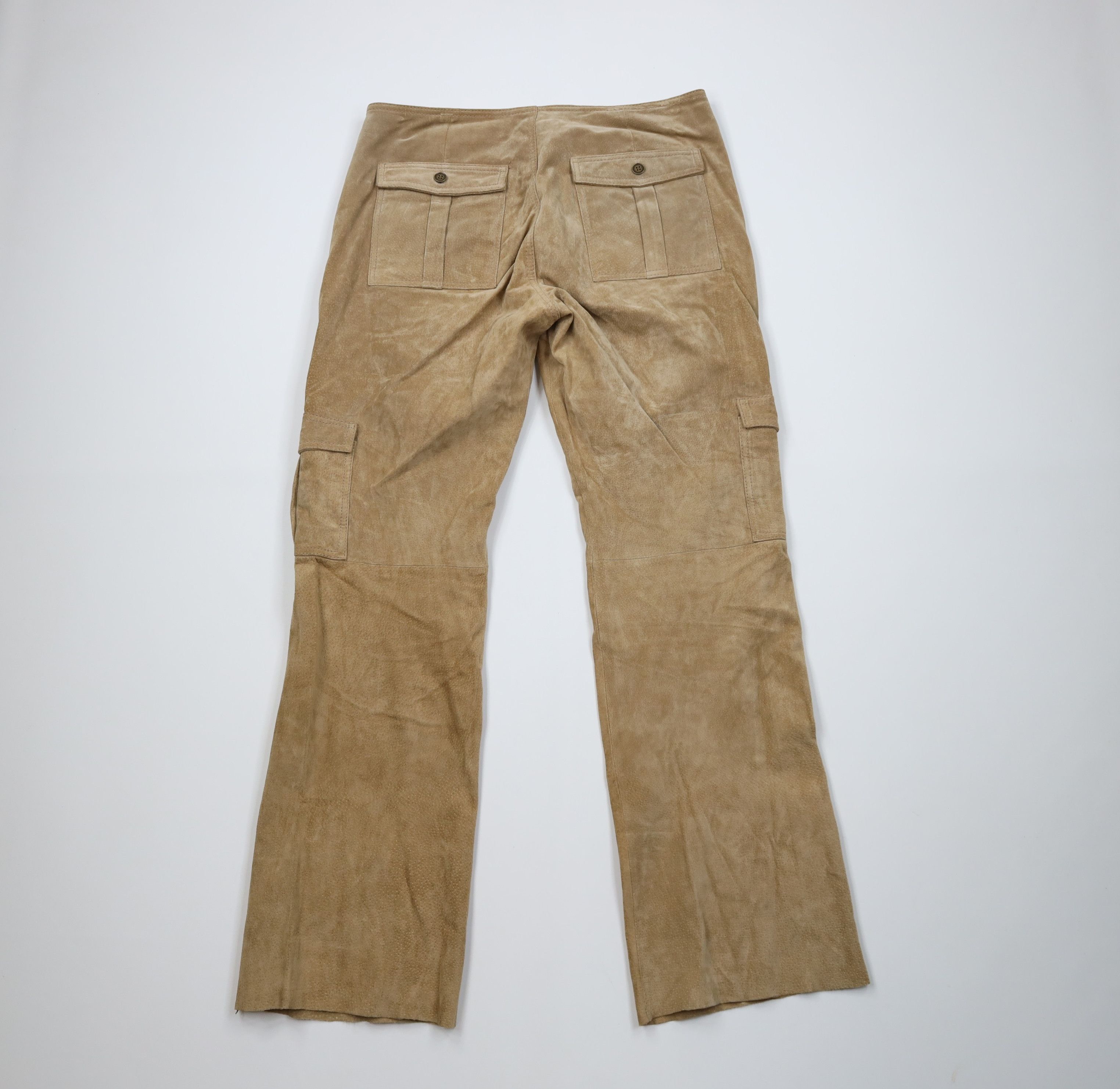 Vintage Vintage 90s Streetwear Wide Leg Suede Leather Cargo Pants Size 36" / US 14 / IT 50 - 10 Thumbnail