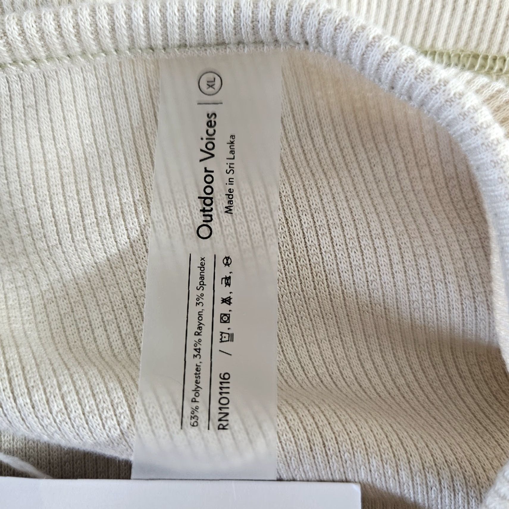 Outdoor Voices Outdoor Voices Womens Cardigan Sweater Cropped Cozy Rib XL Beige Wheat Button Long Sleeve Size XL / US 12-14 / IT 48-50 - 4 Thumbnail