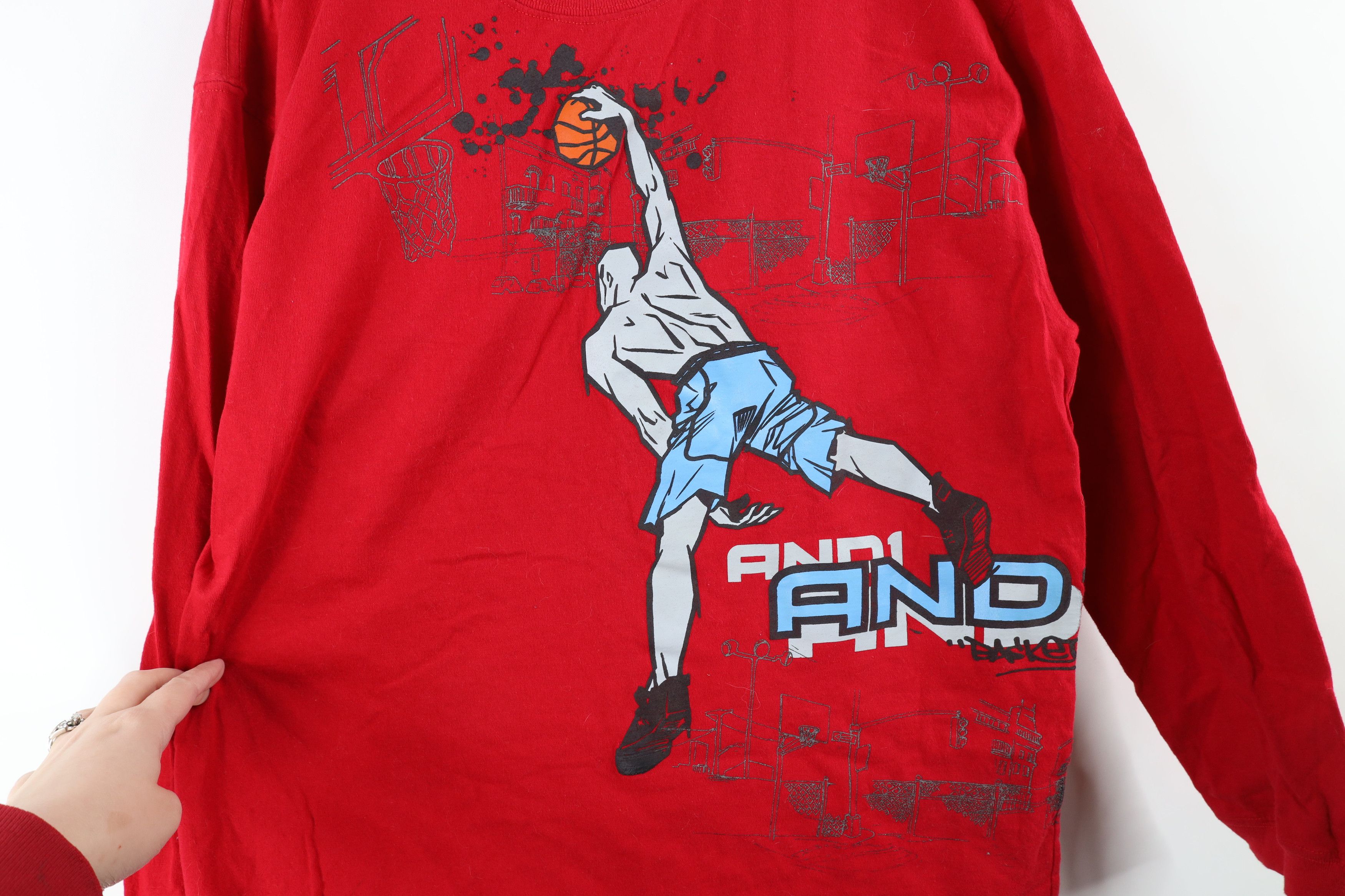 Vintage Vintage 90s AND1 Basketball Out Long Sleeve T-Shirt Red Size US M / EU 48-50 / 2 - 4 Thumbnail