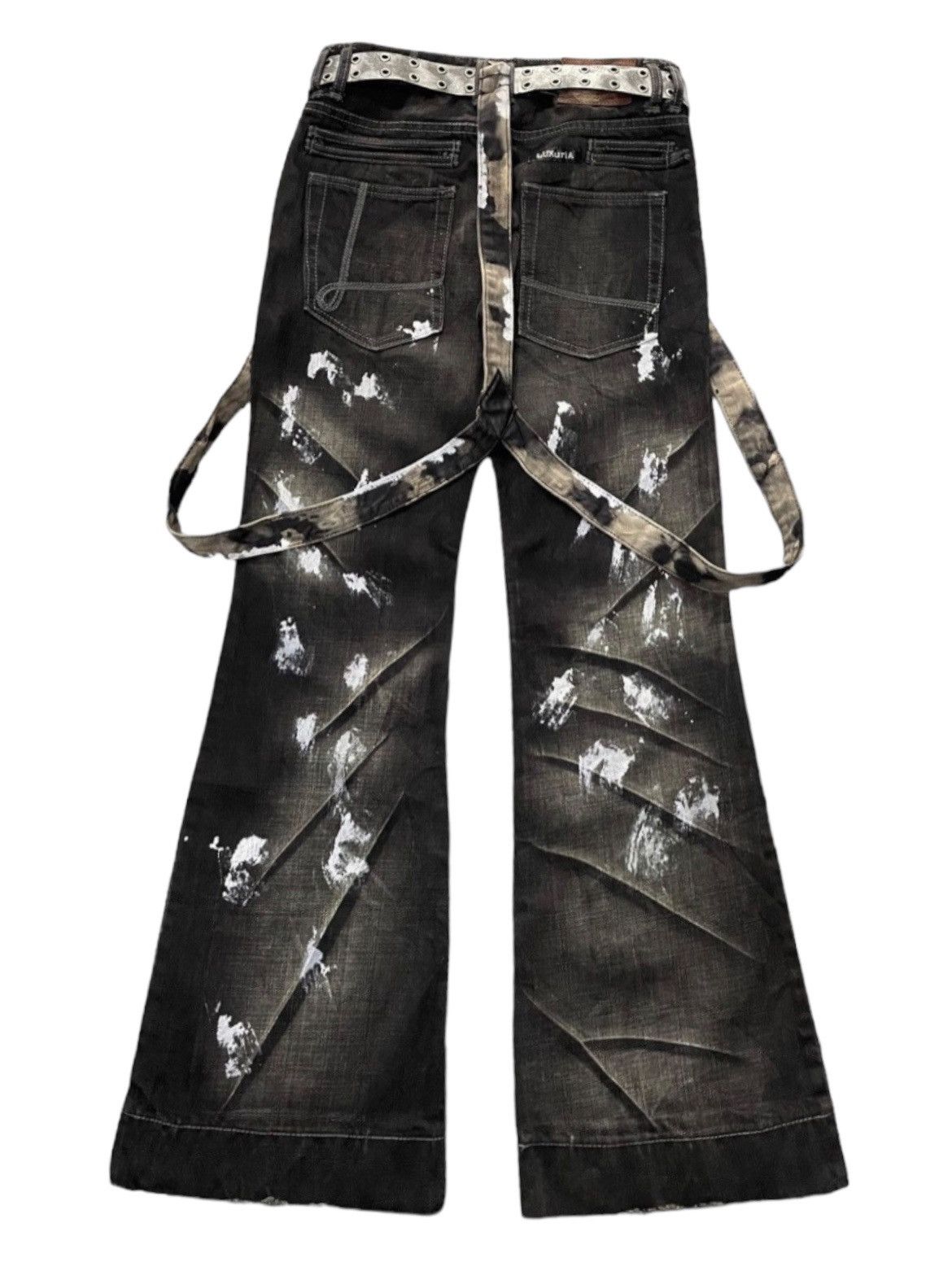 Designer × If Six Was Nine × Le Grande Bleu (L.G.B.) Designer Luxuria Japan Flared Claw Mark Jeans With Belt Size US 30 / EU 46 - 2 Thumbnail