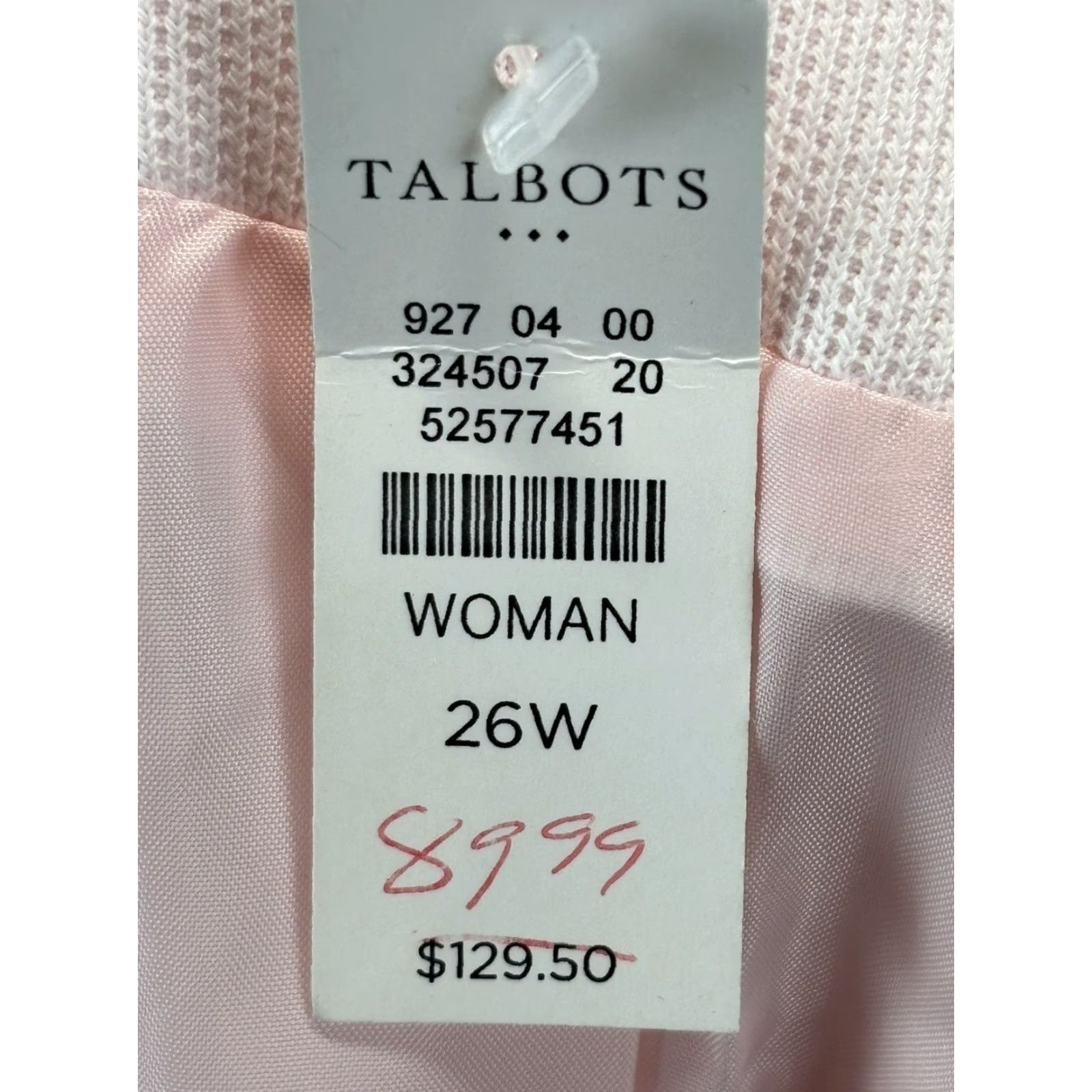 Talbots Talbots Plus Size 26W Pale Pink Knit Blazer Jacket Lined Long Sleeve Womens 100% Cotton Size 4XL / US 24-26 - 7 Thumbnail