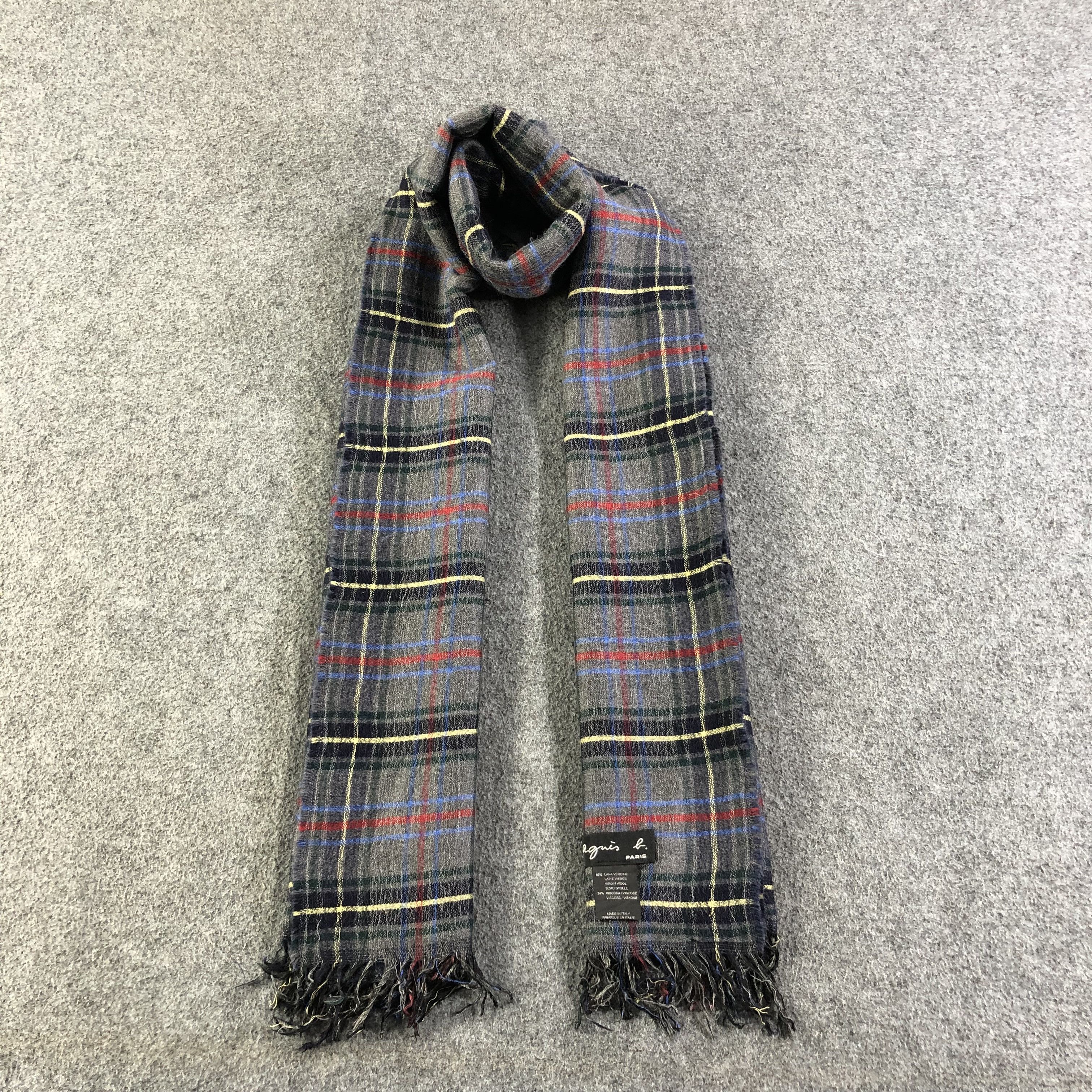 agnes b. Agnes B. Tartan Wool Scarf Muffler V1312 Size ONE SIZE - 1 Thumbnail