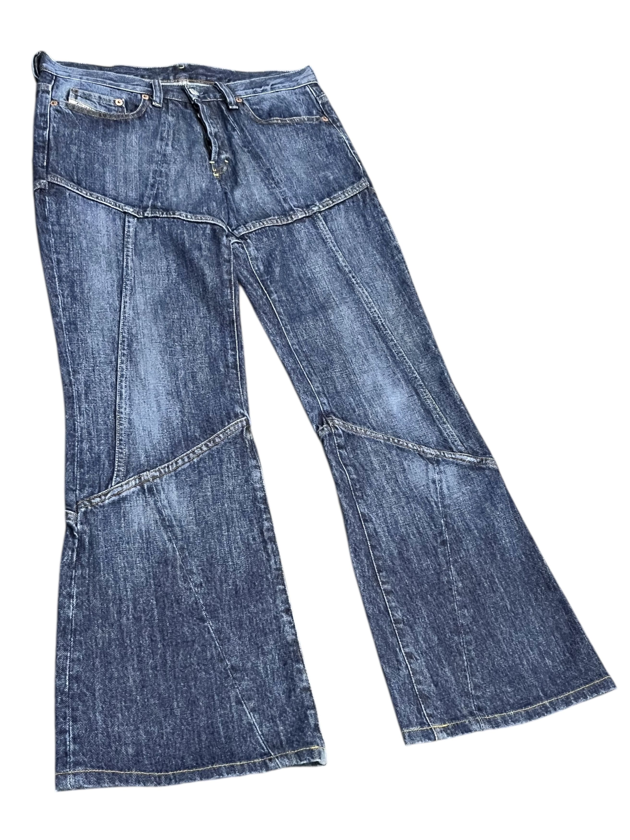 Diesel × Kapital × Vintage FYE🔥Vintage DIESEL INDUSTRY ITALY Spliced Denim Flare Jeans Size 29" - 11 Thumbnail