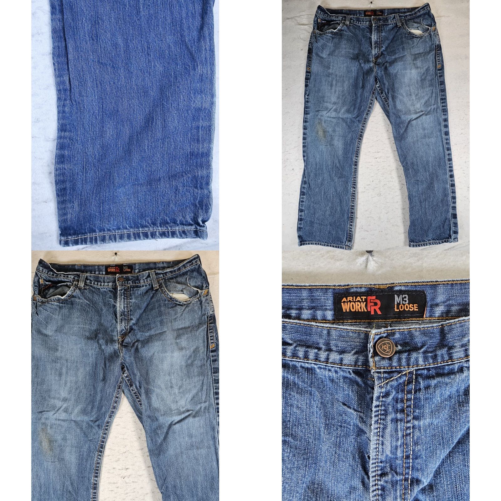 Ariat Ariat FR Fire Resistant M3 Loose Straight Blue Jeans Mens Sz 42x32 CAT2 Workwear Size US 44 / EU 60 - 8 Thumbnail
