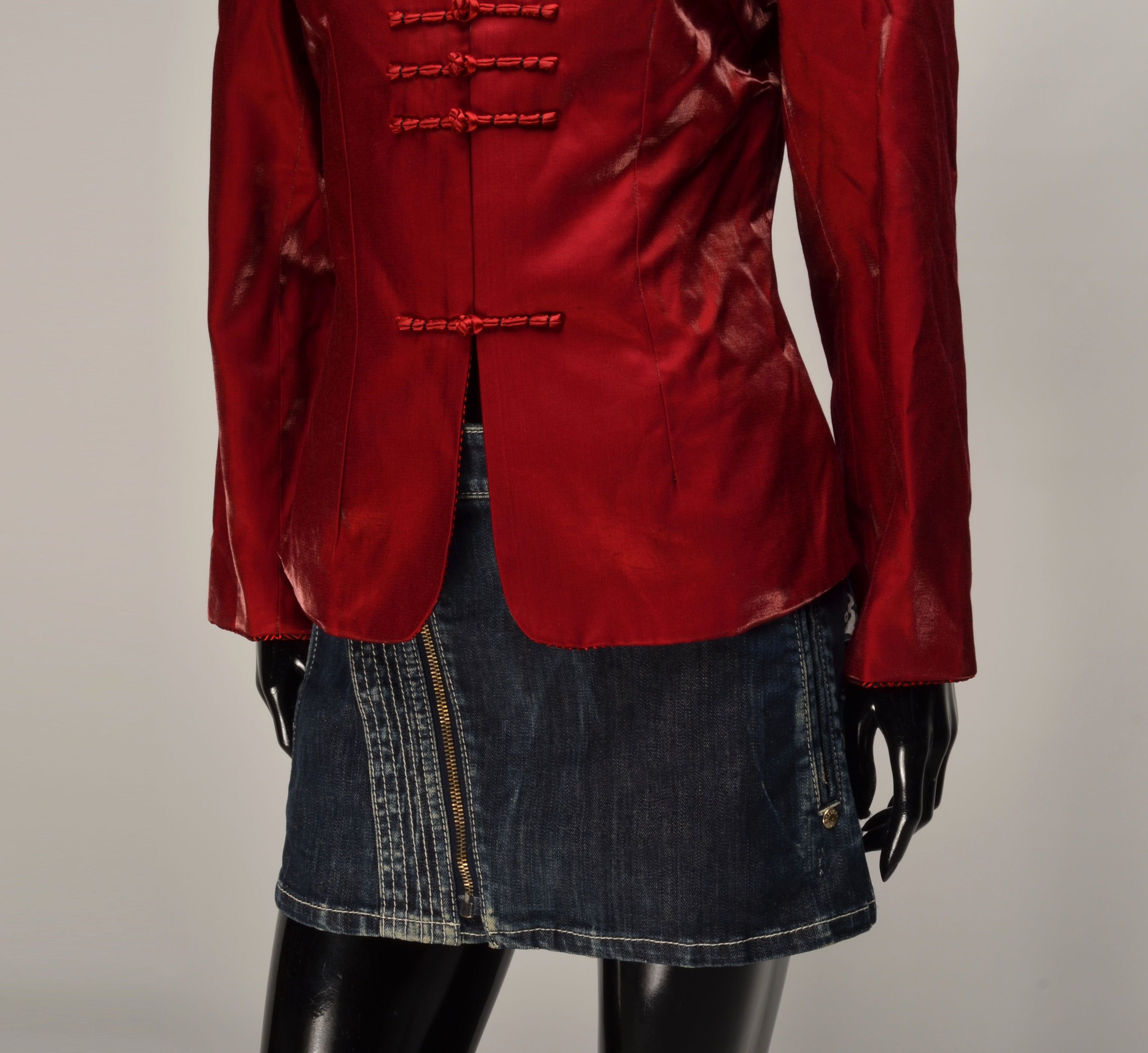 Japanese Brand Vintage Y2K Chinese Red Mandarin Blouse Jacket Blazer Size L / US 10 / IT 46 - 3 Thumbnail