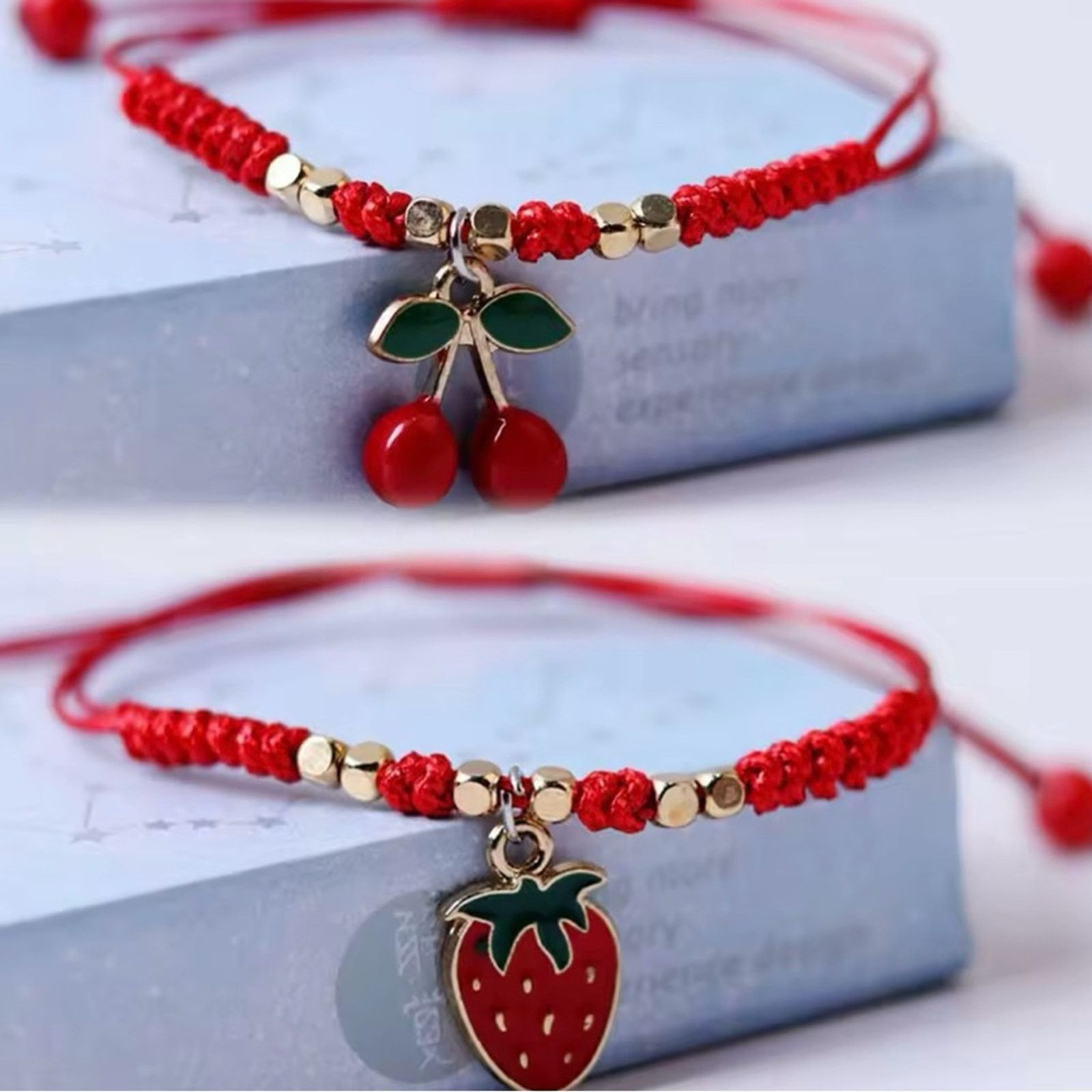 Other Strawberry Cherry Braided Rope Bracelet Size ONE SIZE - 1 Thumbnail