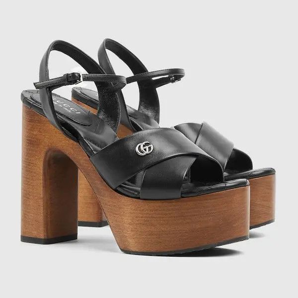 Gucci o1loc1c0426 835313 Women's Platform Sandals in Black Size US 5.5 / IT 35.5 - 2 Thumbnail