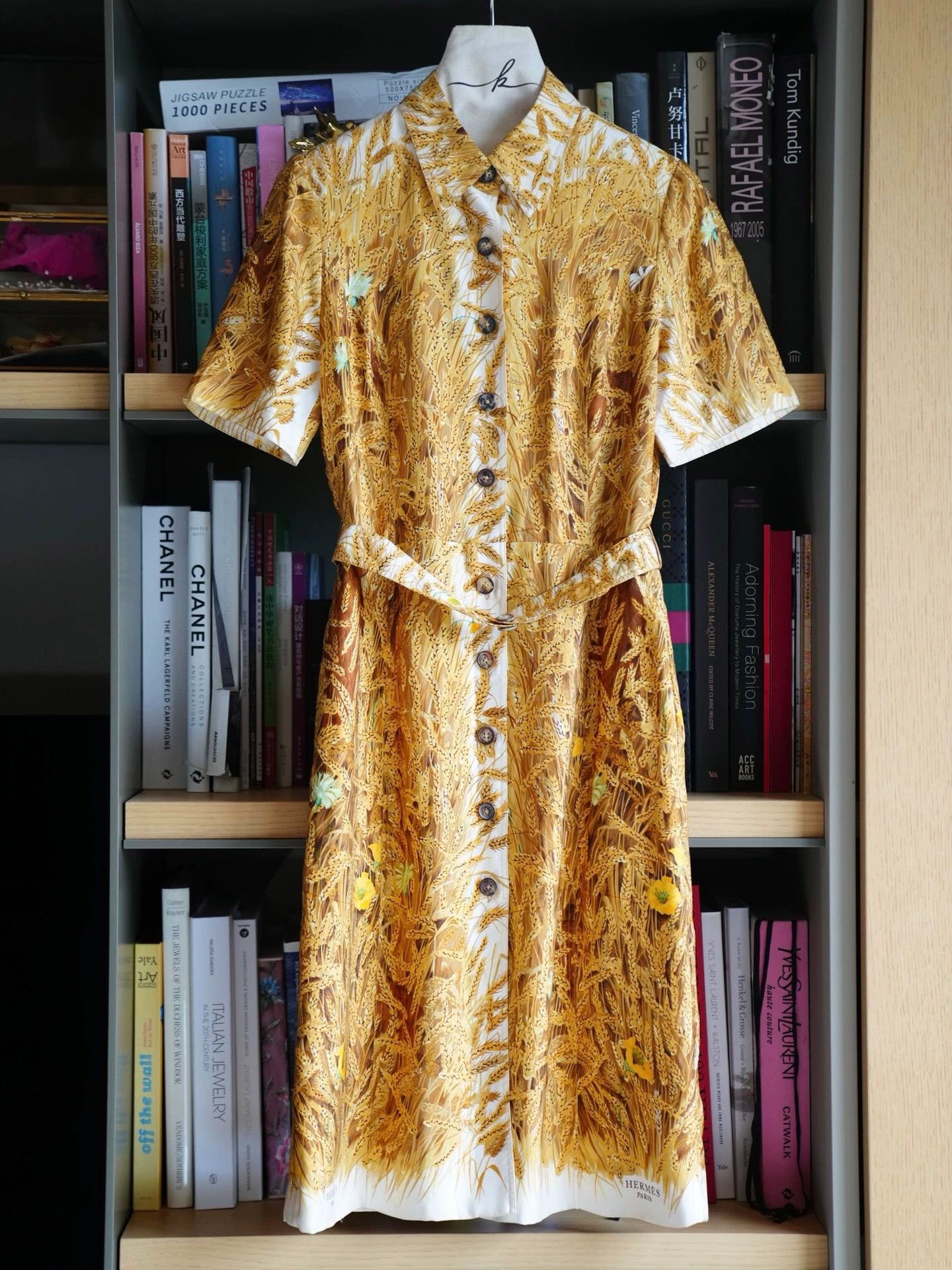 Hermes Hermes Women's Silk Shirt Dress Les Bles Rabbit Autumn 38 Size S / US 4 / IT 40 - 2 Thumbnail