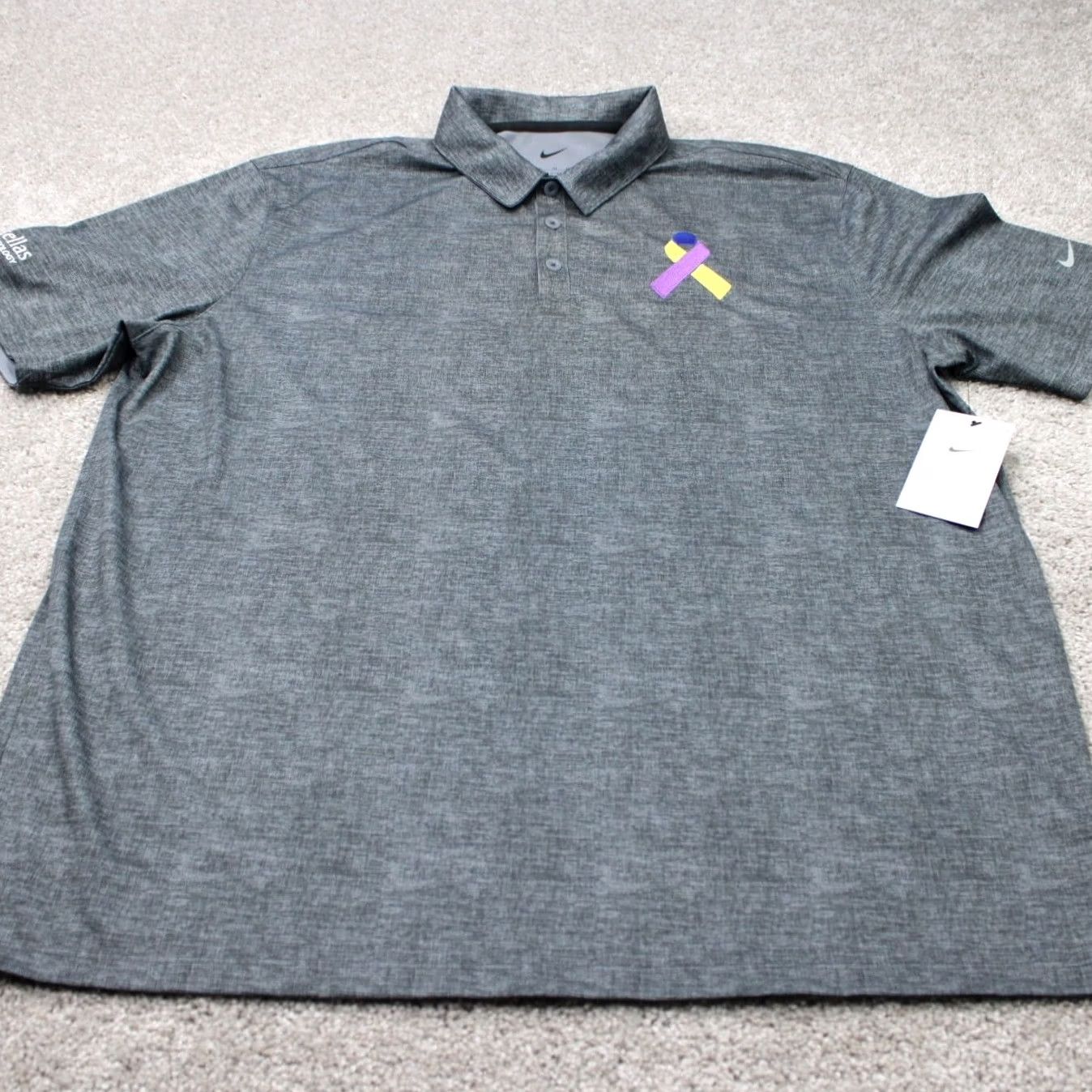 Nike Nike Polo Shirt Mens XL Gray 100% Polyester Short Sleeve Pullover Golf Dri-Fit Crosshatch Logo Size US XL / EU 56 / 4 - 3 Thumbnail