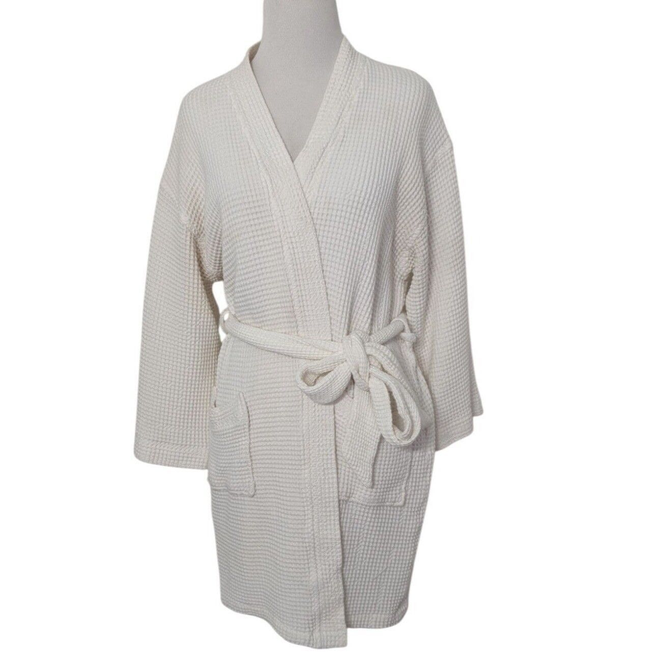 Designer Sweetwater Waffle Knit Kimono Robe Womens Size Medium White Size M / US 6-8 / IT 42-44 - 1 Thumbnail