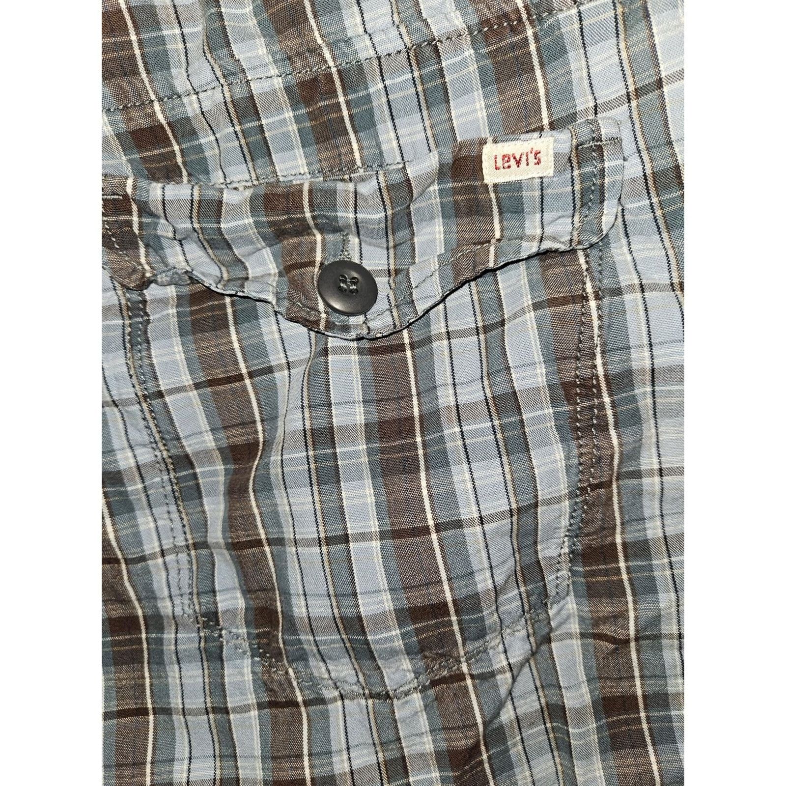 Levi's Levis Shorts Mens W42 Blue Brown Shoreline Plaid Cotton Casual Summer Pockets Size US 42 / EU 58 - 7 Thumbnail