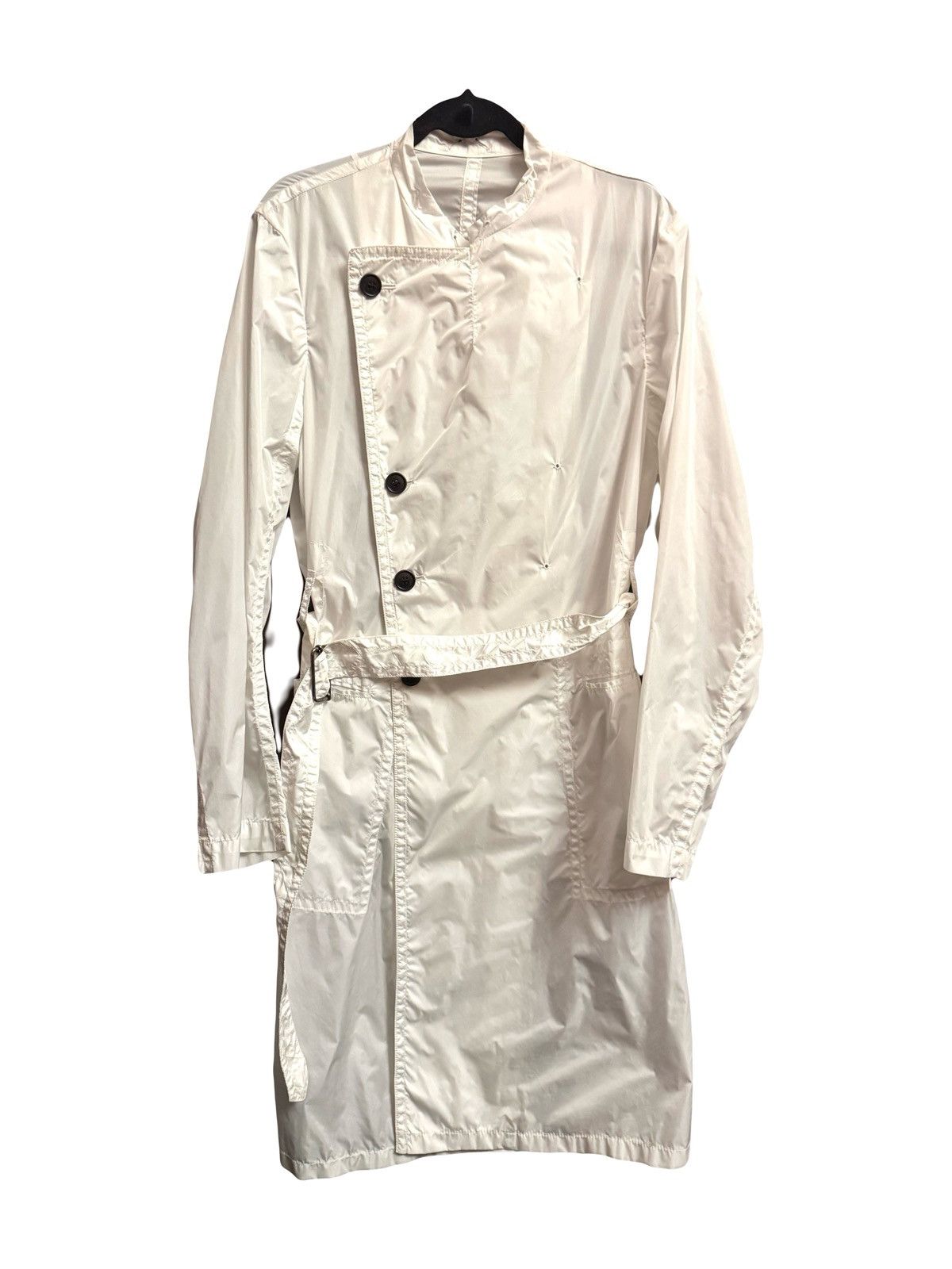 dries van noten asymmetrical white rain coat M