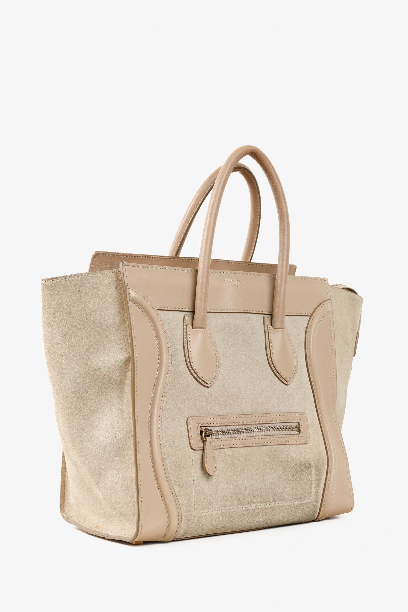 Celine Celine Mini Luggage Beige Top Handle Leather & Suede Bag Size ONE SIZE - 2 Thumbnail