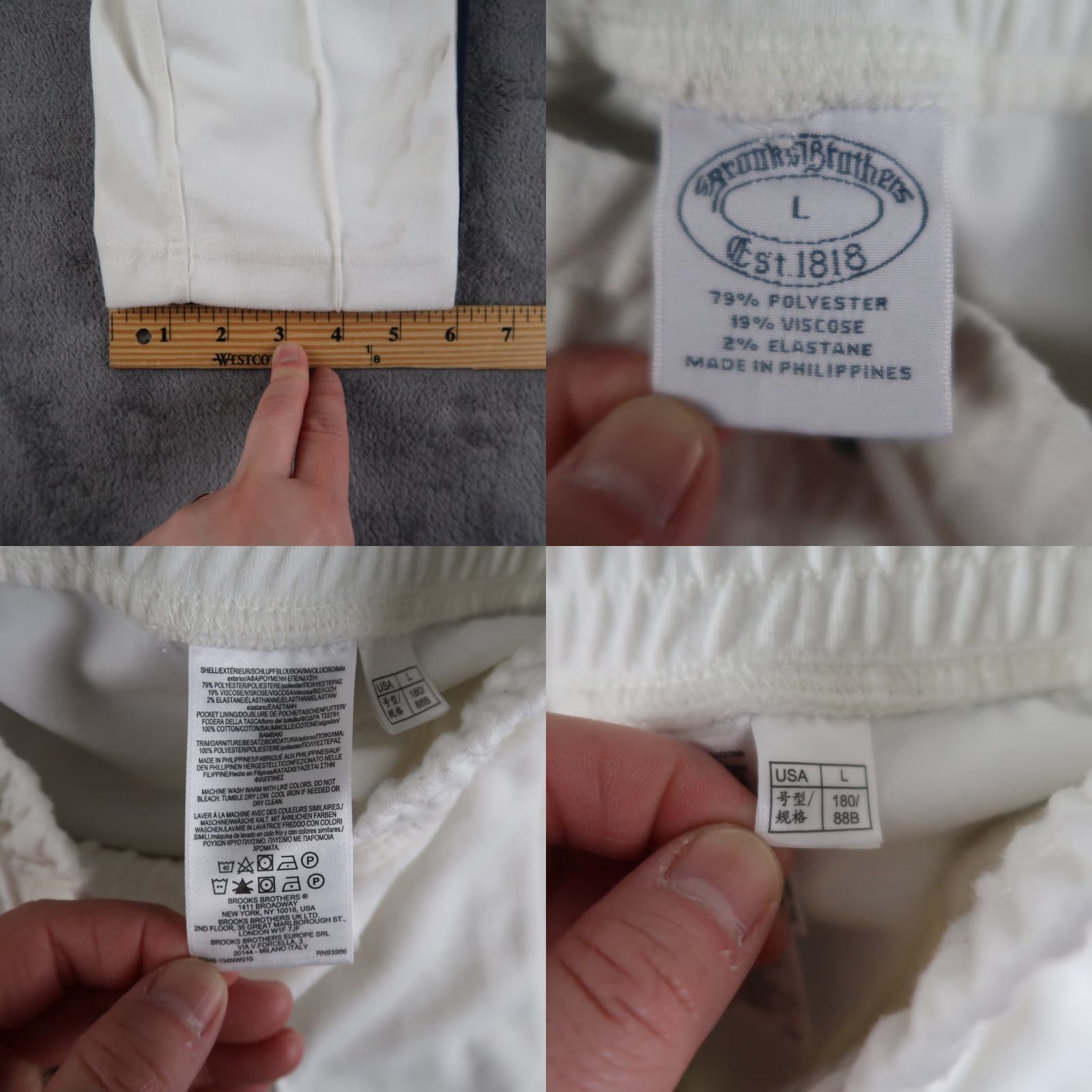 Brooks Brothers Brooks Brothers Joggers Mens L White Striped Drawstring Slim Stretch Pants Size ONE SIZE - 9 Thumbnail