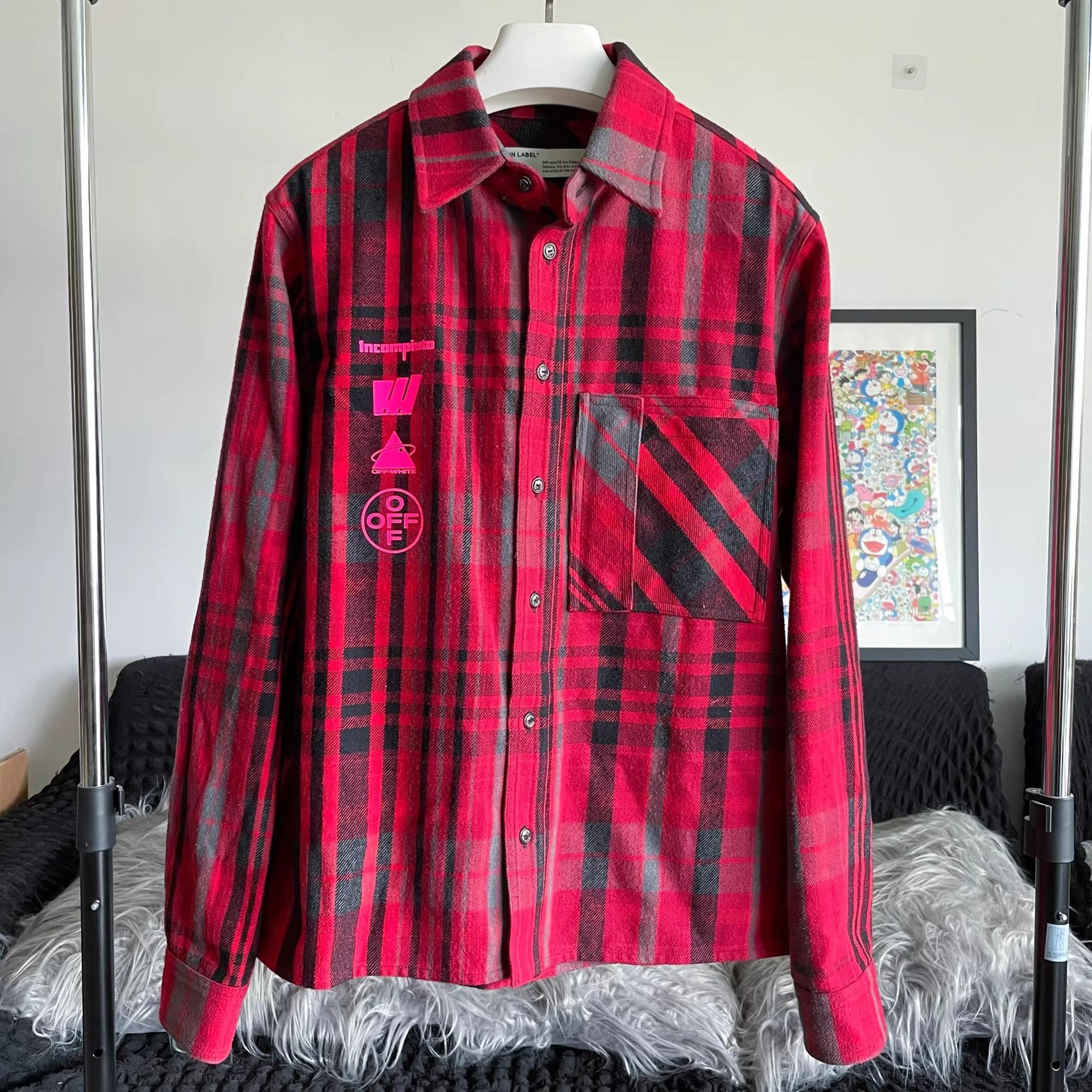 Off-White Off-White Women’s Flannel Red Plaid Shirt Size S / US 4 / IT 40 - 1 Thumbnail