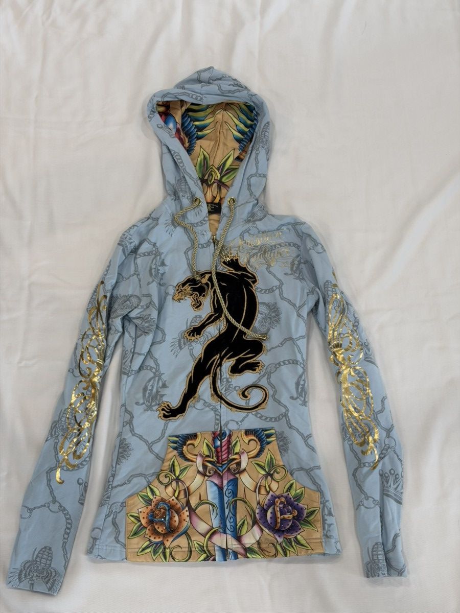 Christian Audigier Christian Audigier Rhinestone Jaguar Power Blue zip up. Size XS / US 0-2 / IT 36-38 - 1 Thumbnail