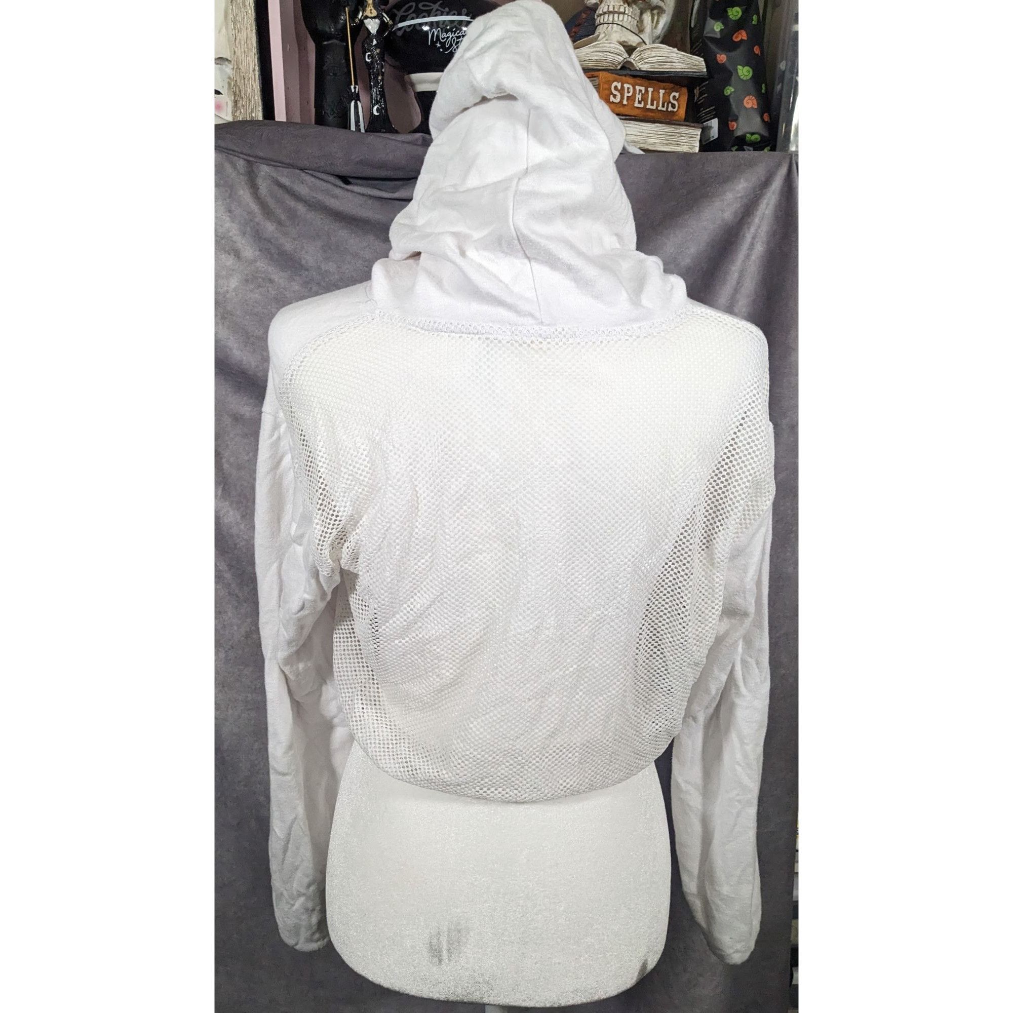 Garage 90s Y2K White Cropped Mesh Hoodie by Garage Size M / US 6-8 / IT 42-44 - 9 Thumbnail
