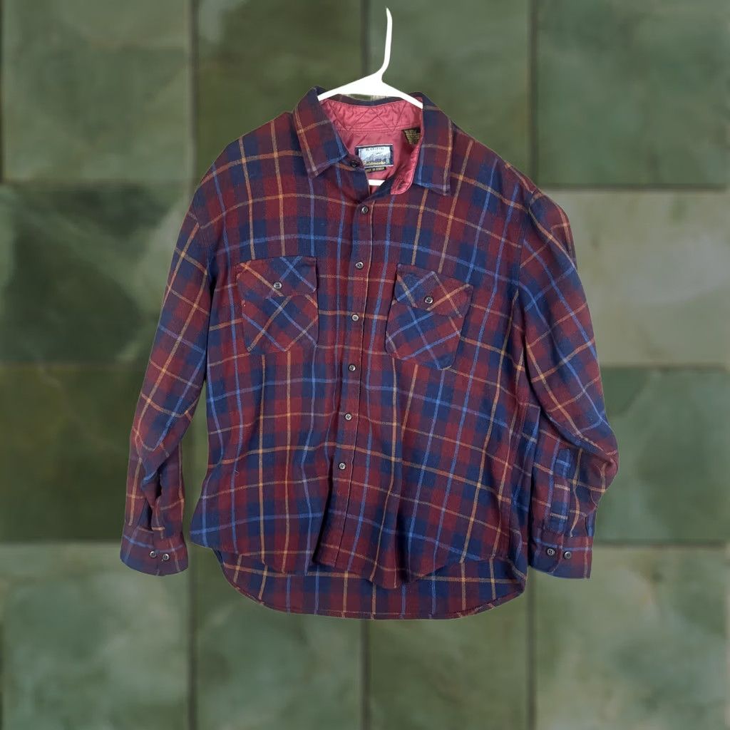 Vintage VINTAGE Fieldmaster Jacket Mens XL Red Blue Plaid Flannel Wool Blend Lined 90s Size US XL / EU 56 / 4 - 1 Thumbnail