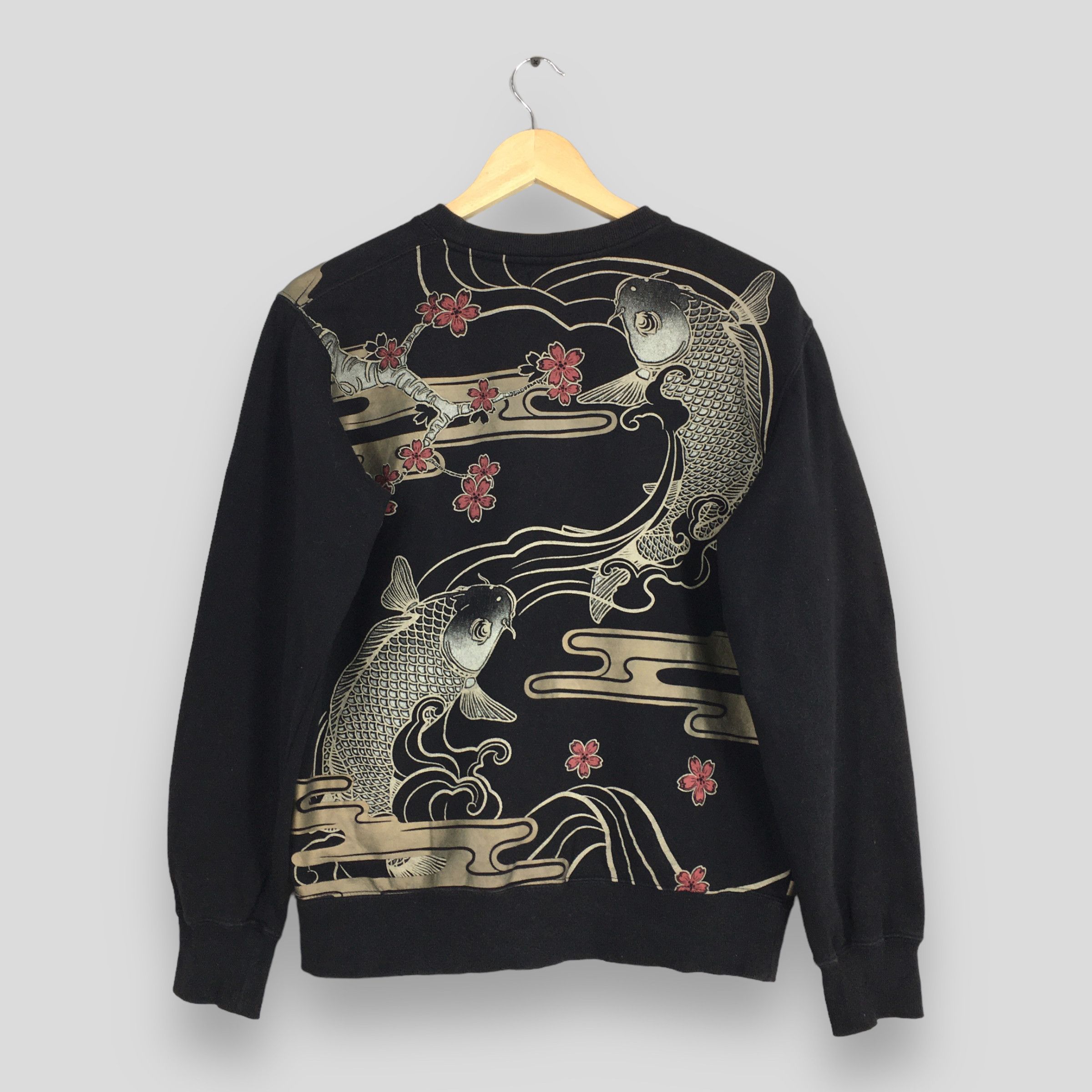 Japanese Brand × Vintage Fish Koi Sakura Blossom Sukajan Japan Sweater Medium Size US M / EU 48-50 / 2 - 7 Thumbnail