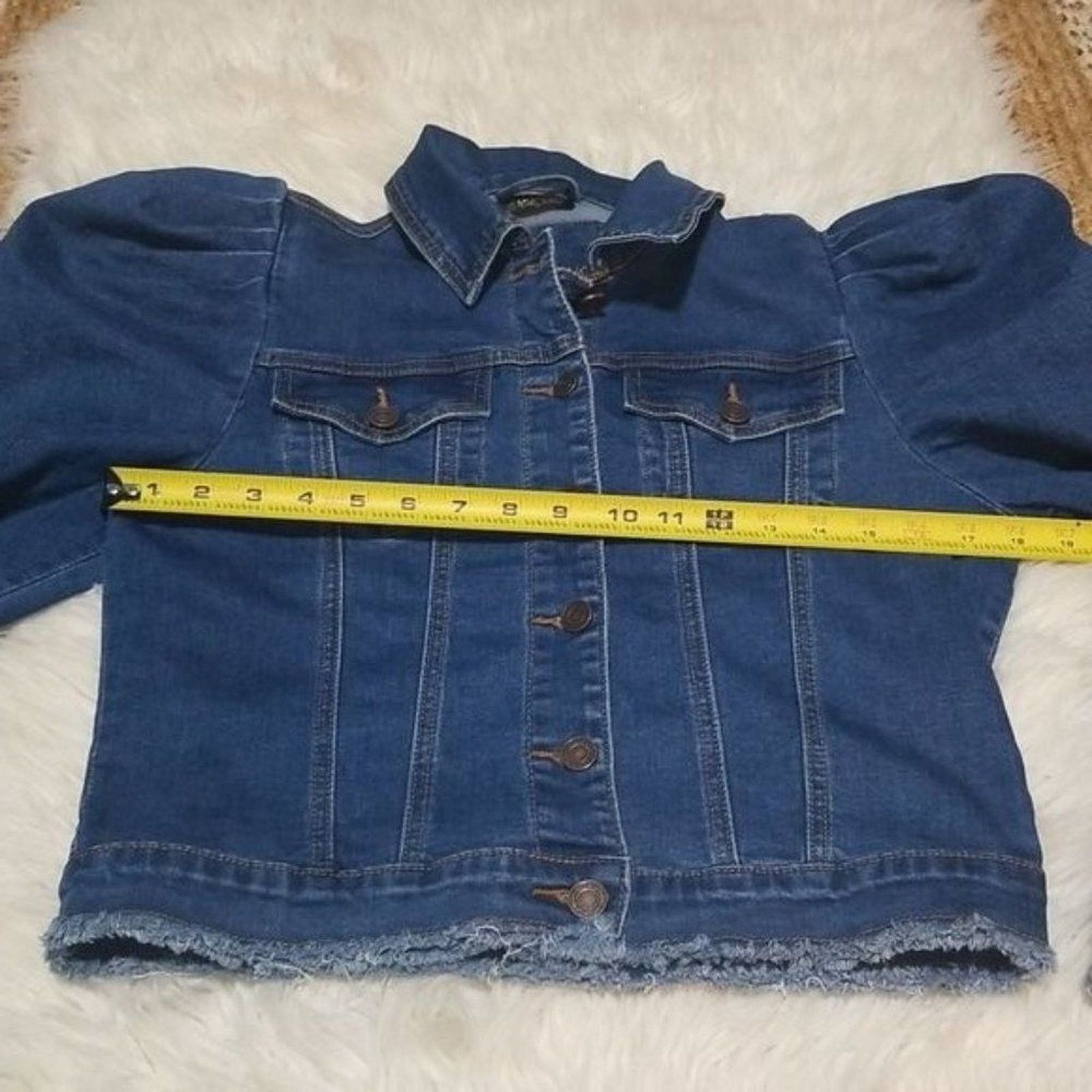 Other Denimland Tiger Rose Puff Shoulder Denim Jacket Size M / US 6-8 / IT 42-44 - 3 Thumbnail