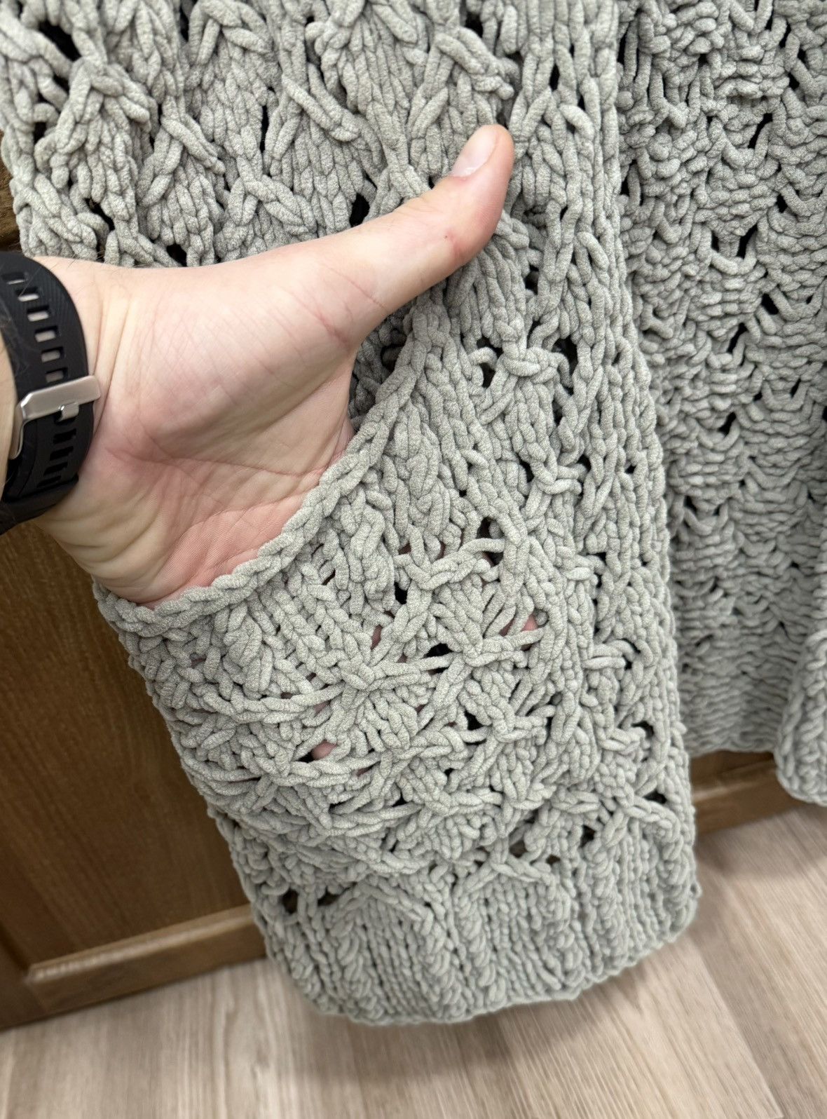 Iris von Arnim Iris Von Arnim Gray Cable Knit Cardigan Short Sleeve Sweater Size M / US 6-8 / IT 42-44 - 3 Thumbnail
