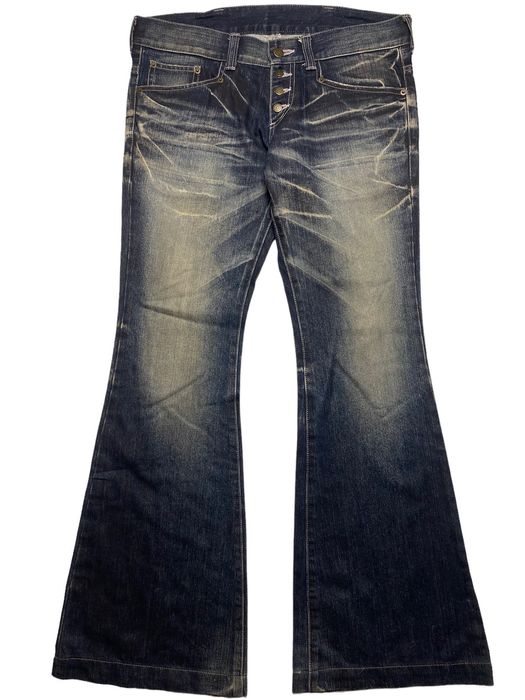 If Six Was Nine 2000s Tornado Mart - Super Flared Washed Denim