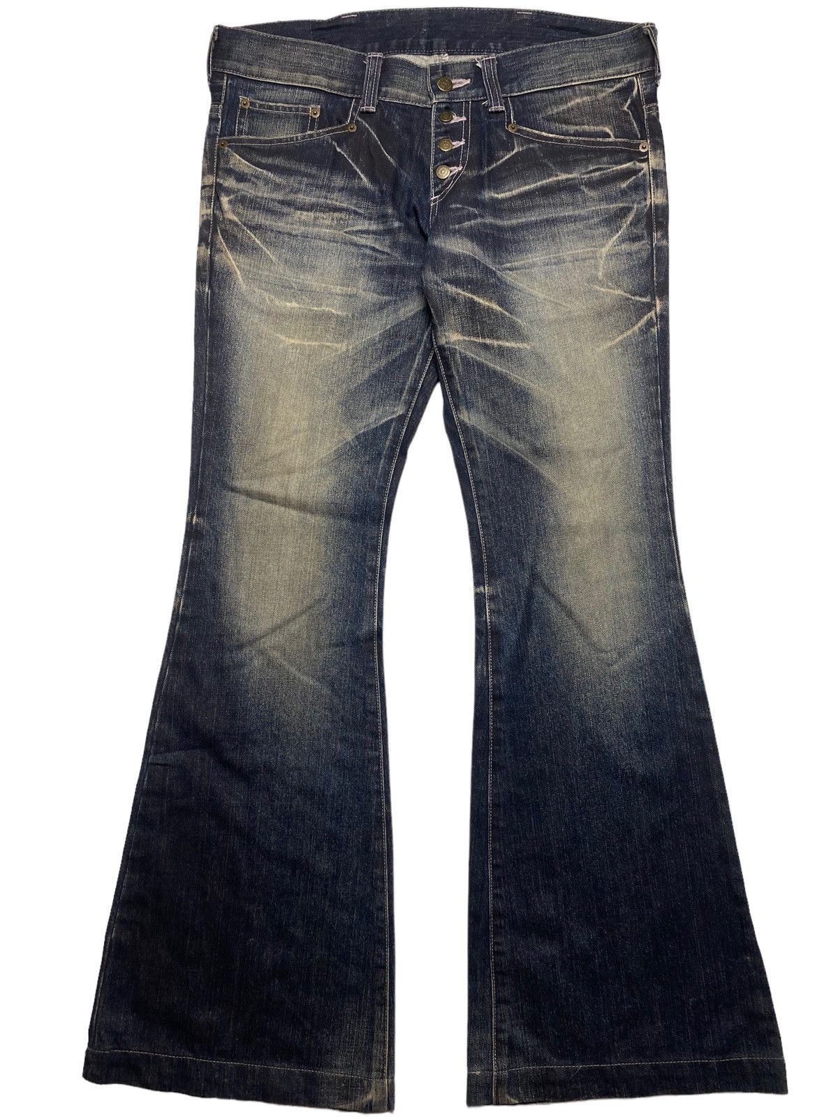 image of If Six Was Nine x Le Grande Bleu L G B 2000S Tornado Mart - Super Flared Washed Denim Pants (Size 3