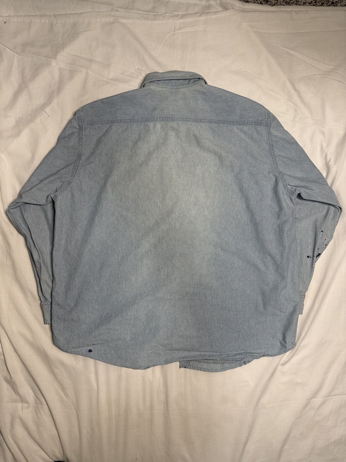 Carhartt Vintage 90s Carhartt Blue Light Wash Painted Button Shirt Size US XL / EU 56 / 4 - 3 Thumbnail